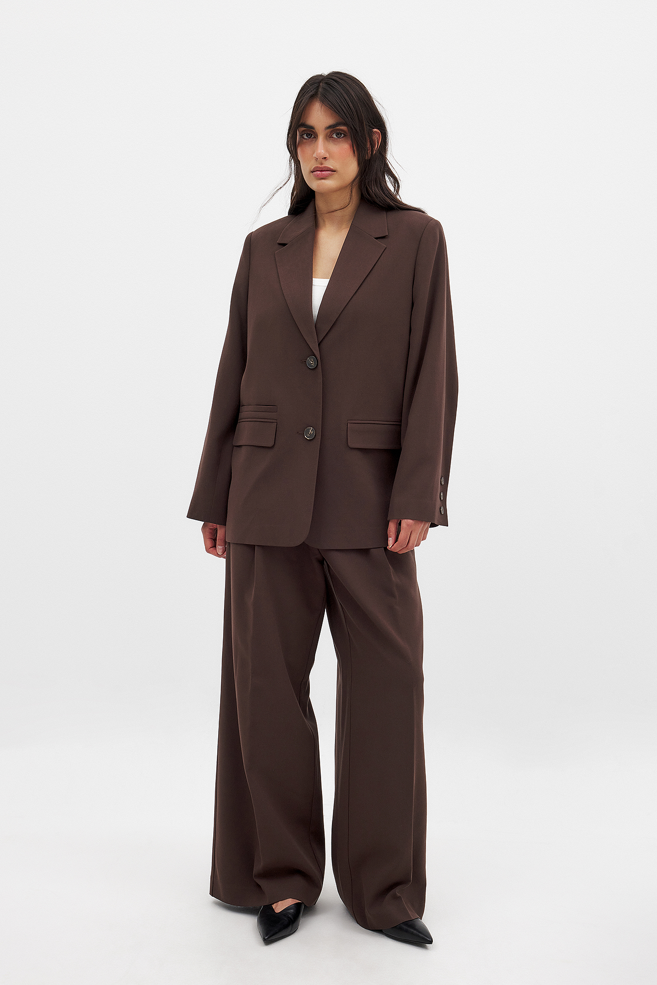 NA-KD Low Waist Suit Pants - Work Trousers - Brown - EU 36 - NA-KD / NAKD