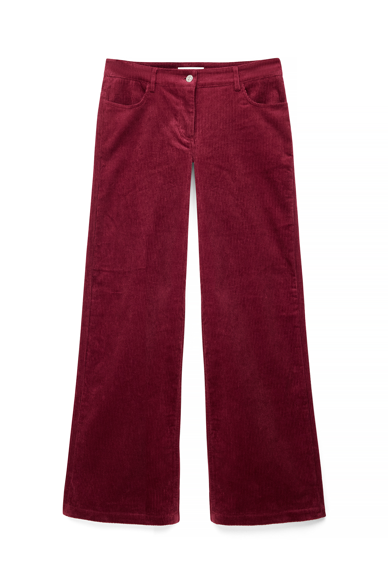 Low waist wide leg corduroy trousers burgundy — byxor med fickor från NA-KD