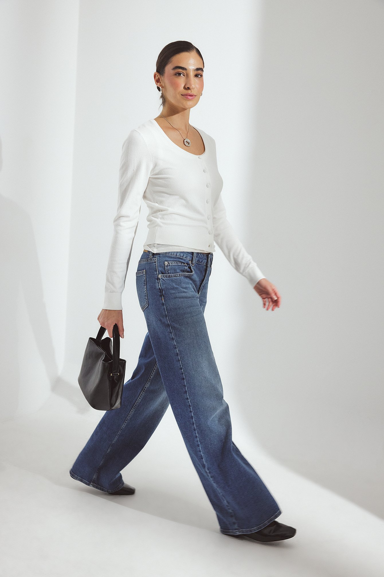 NA-KD Jeans met wijde pijpen en lage taille - Low Waist Jeans - Blauw - EU 32 - NA-KD / NAKD