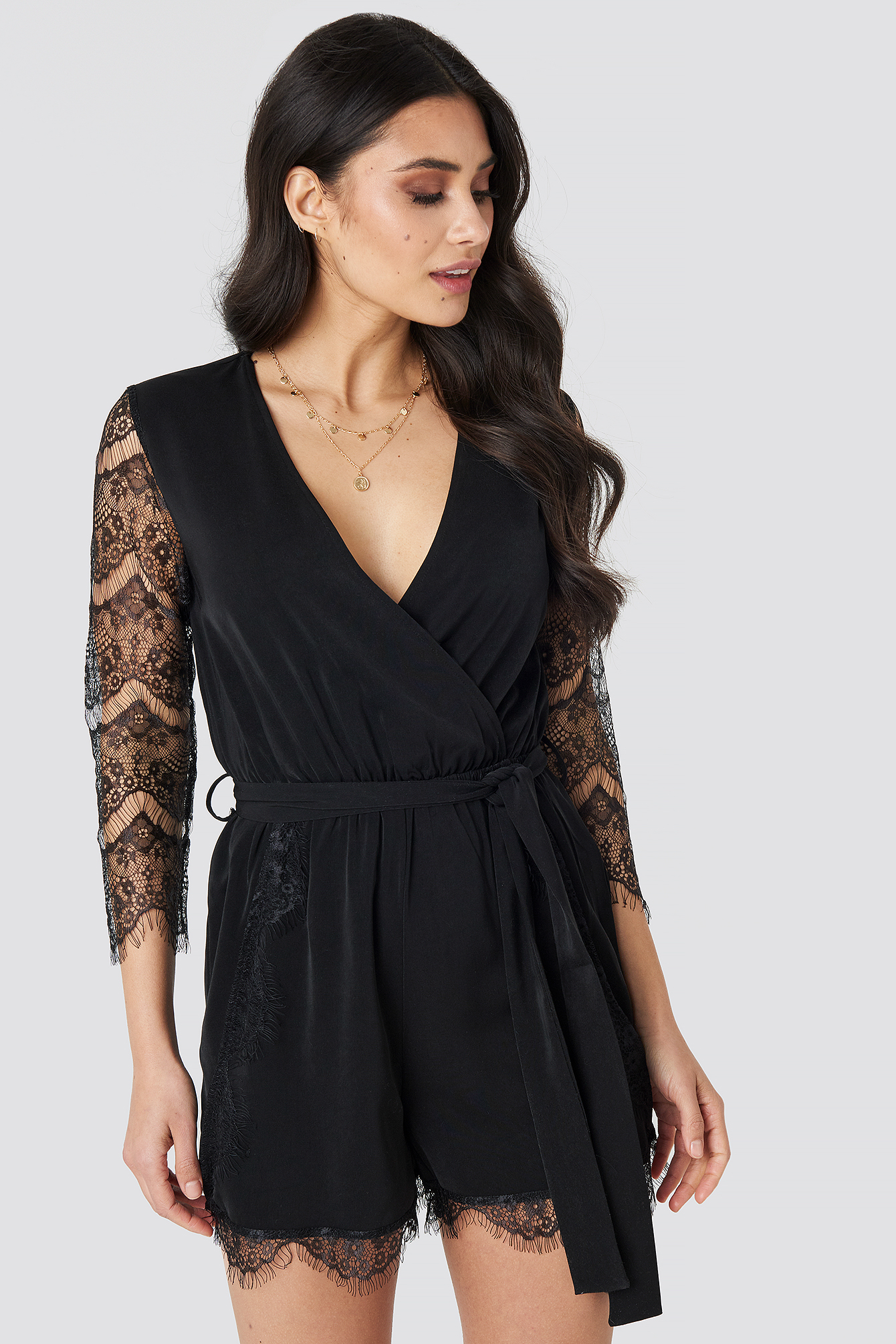 Lace Playsuit Black