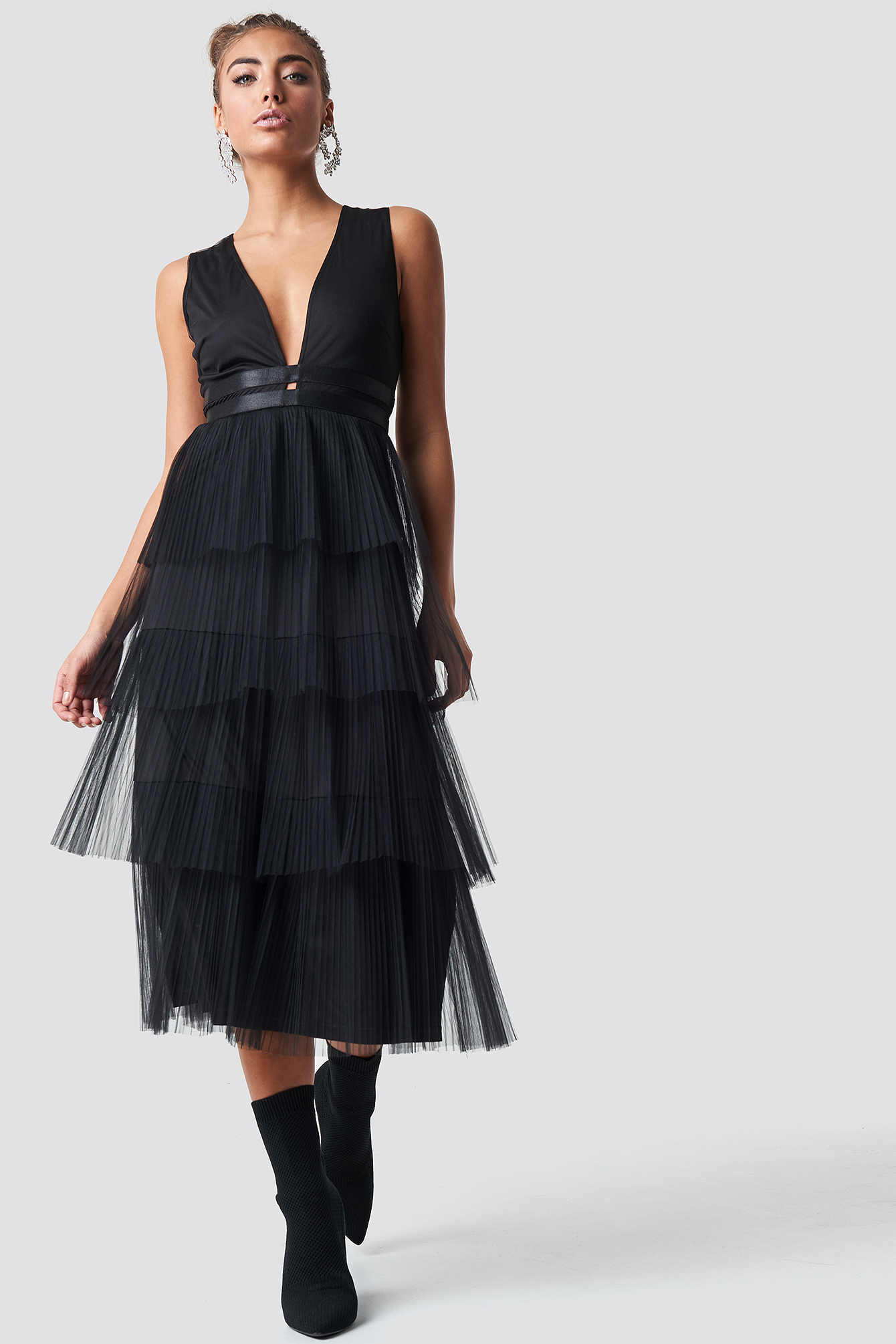 Pleated Tulle Dress Black | na-kd.com