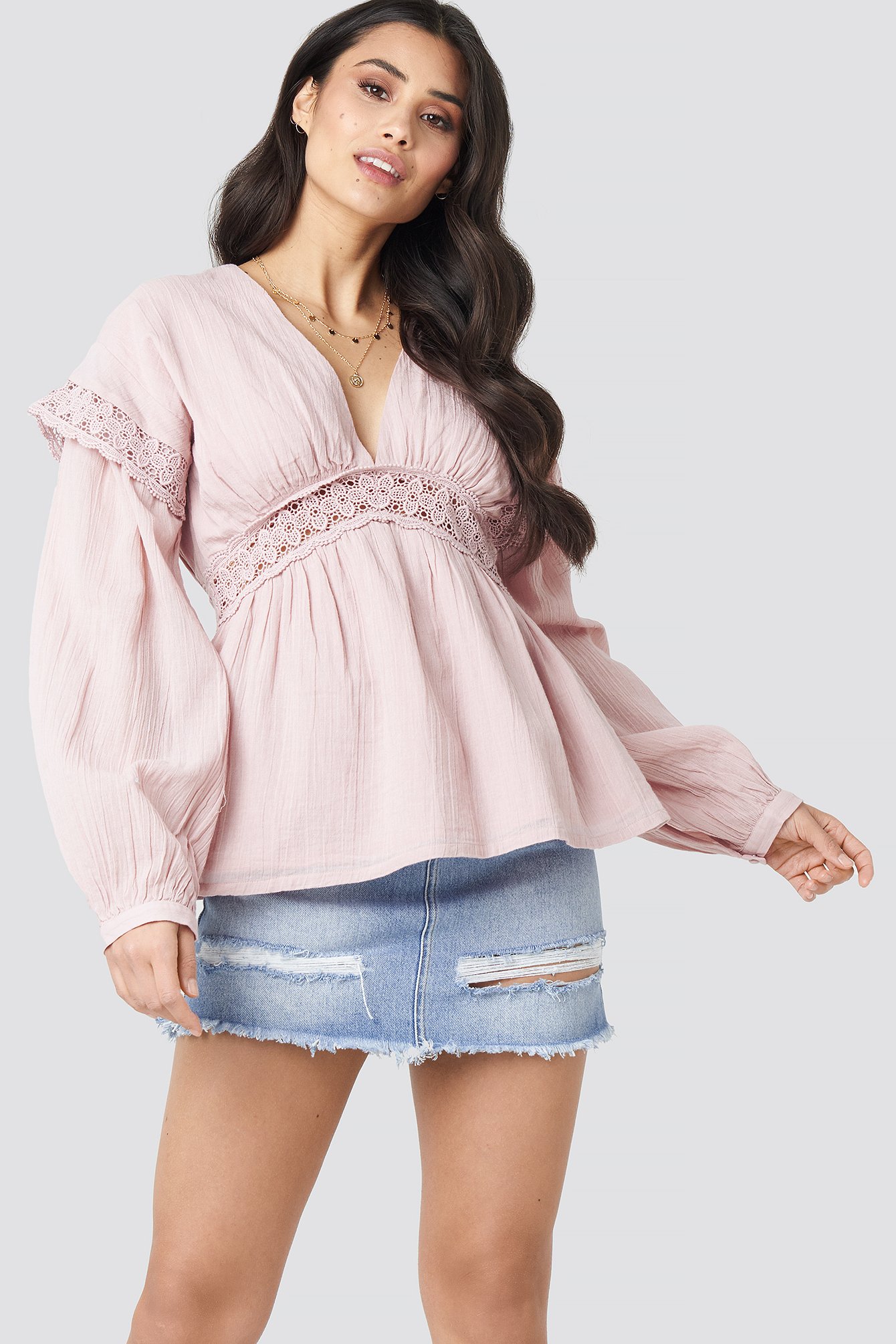Dusty Light Pink Puff Sleeve Blouse