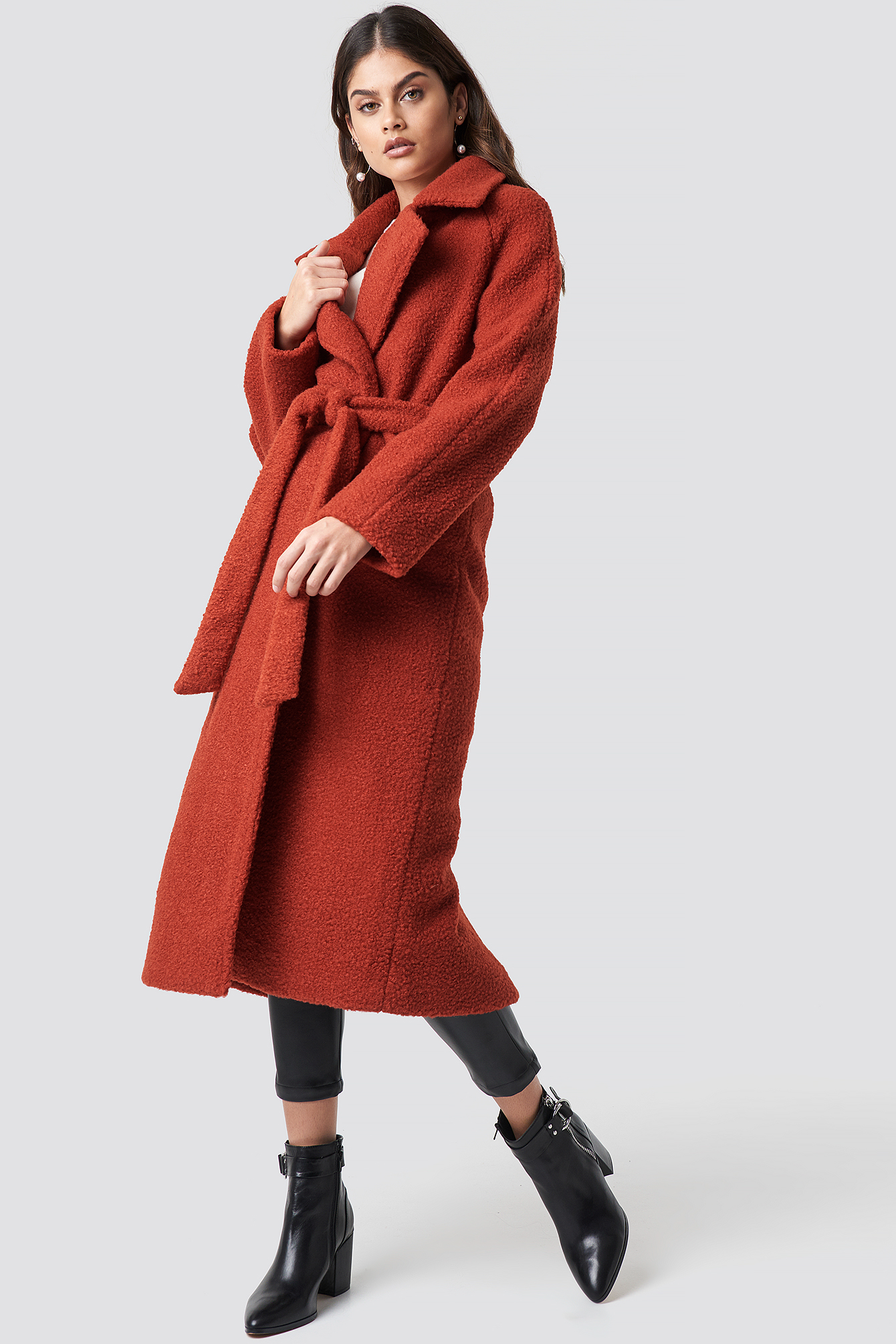 Waist Belt Coat Red Na Kd Com