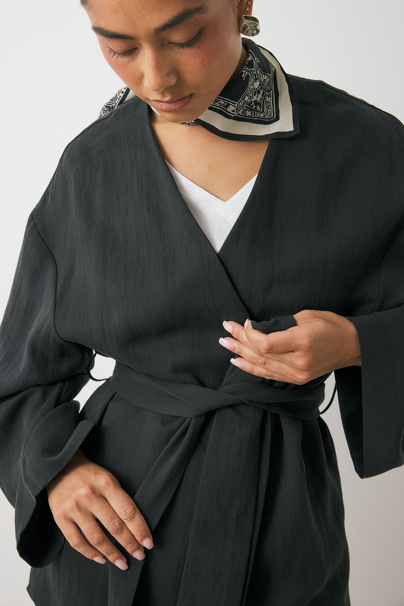 NA-KD Blazer en lyocell mélangé avec ceinture - Blazers à ceinture - Noir - EU 38 - NA-KD / NAKD