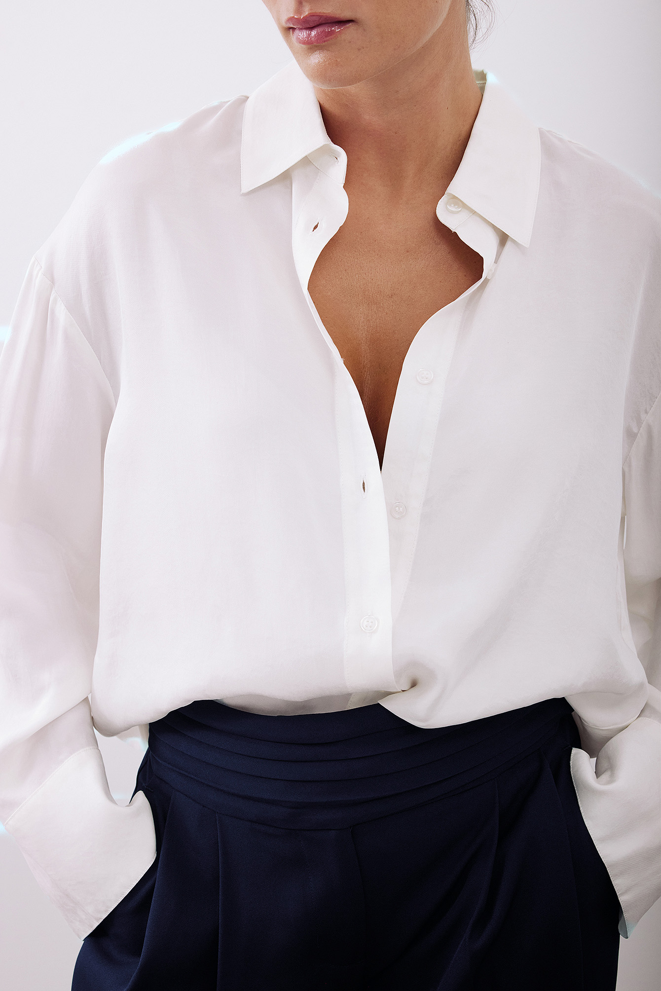 Premium Selection Camisa Oversize de Mezcla de Lyocell - Camisas - Offwhite - XS - NA-KD / NAKD