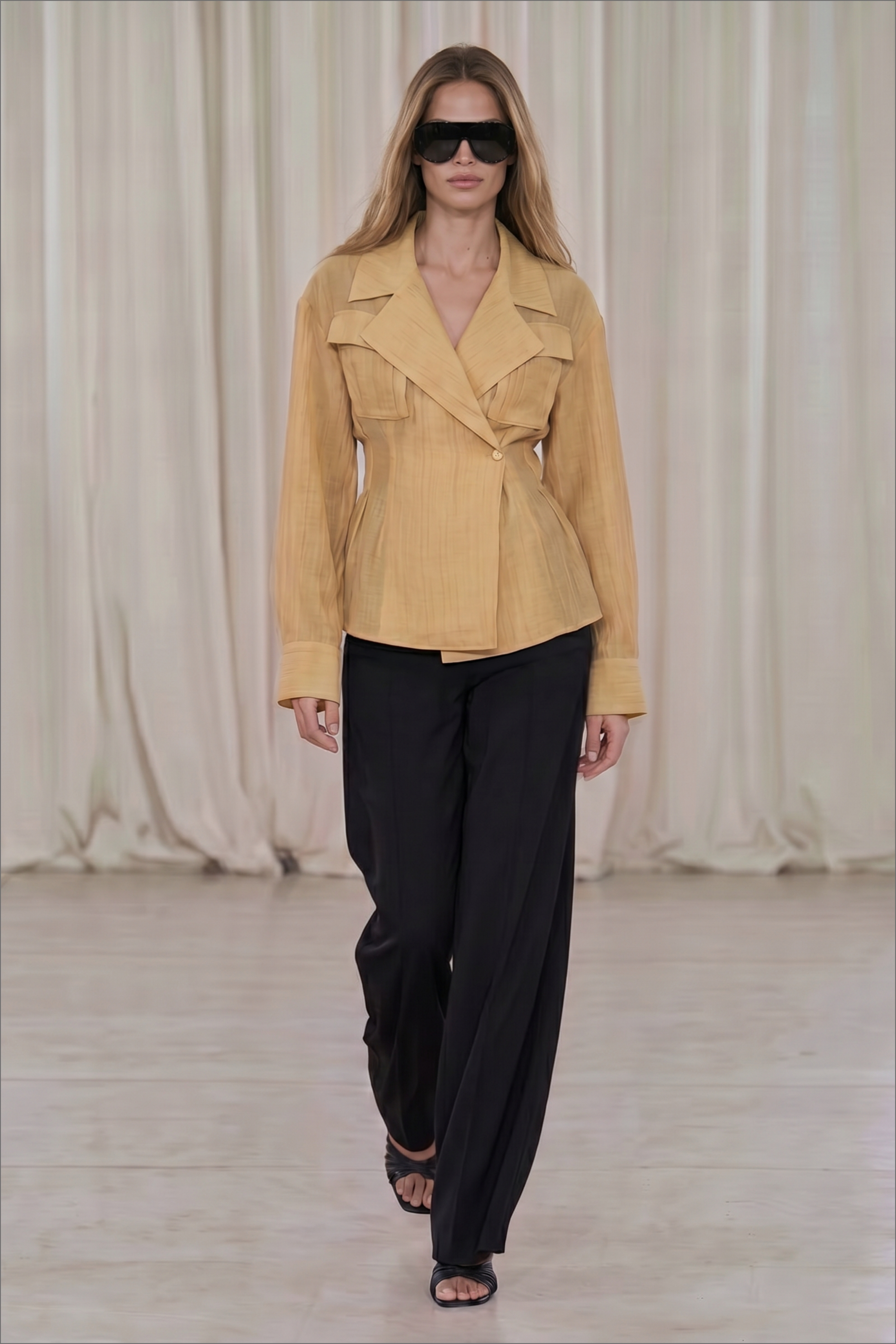 Lyocell Blend Sheer Wrap Shirt - Blouses - Beige - EU 36 - NA-KD / NAKD