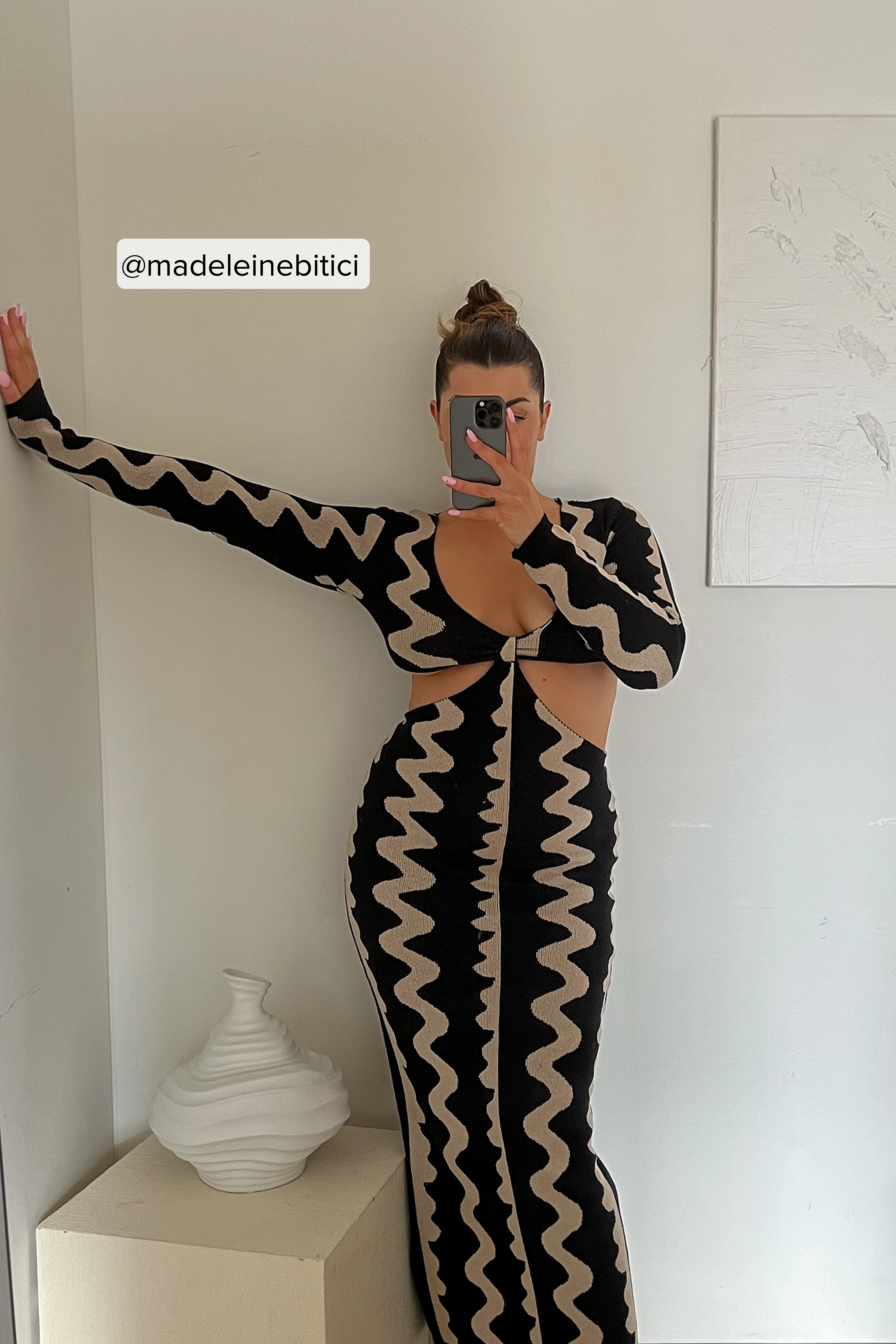 Cut Out Knitted Maxi Dress Multicolor 