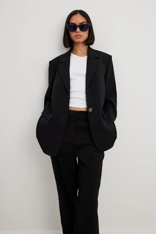 Style Pantry  Power Suit: Fitted Blazer + Contrast Waist Pants