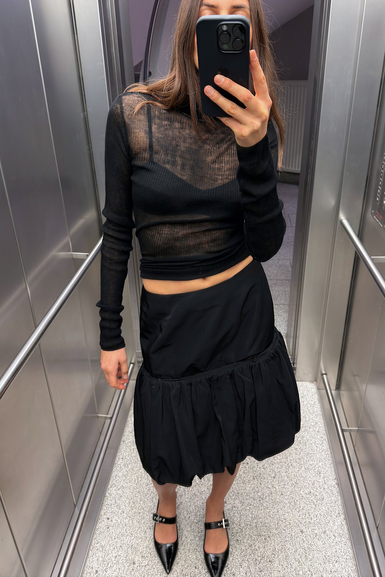 Col Montant Sous Pull Femme Noir Haut Col Roulé Transparent En