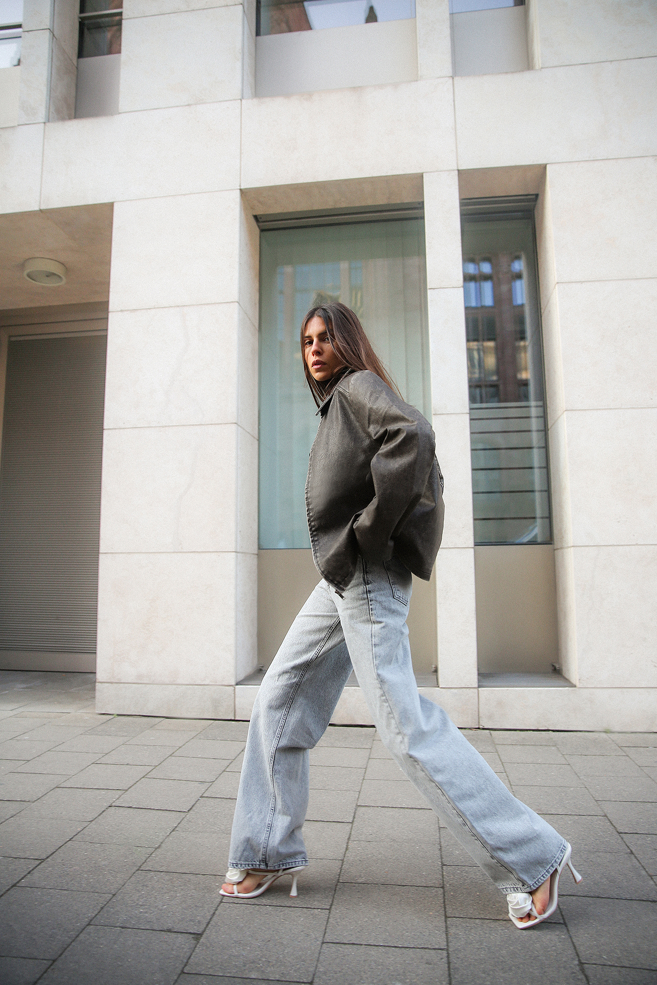 Grey PU Jacket