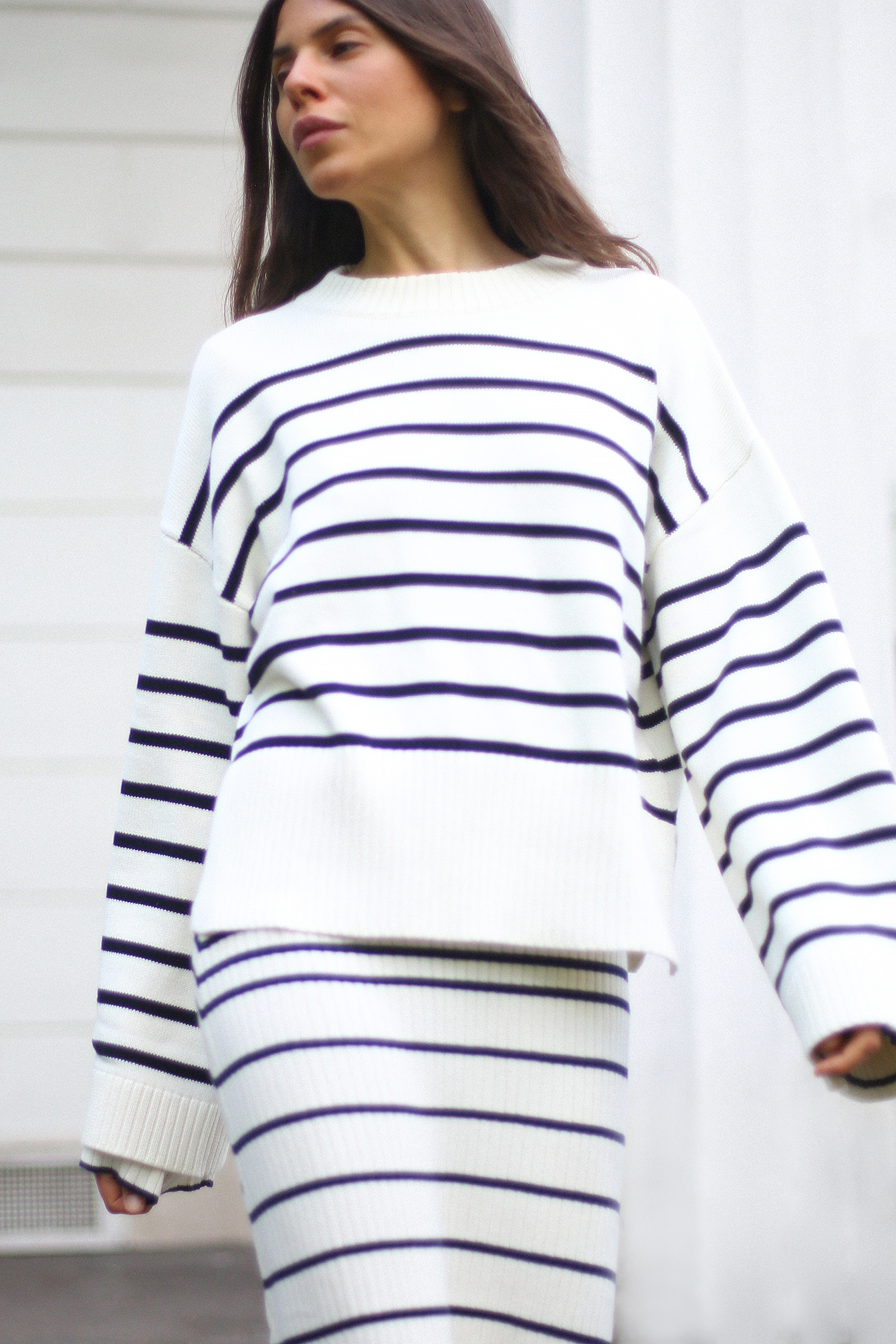 Striped Oversized Knitted Sweater Stripe NA-KD - Main Image