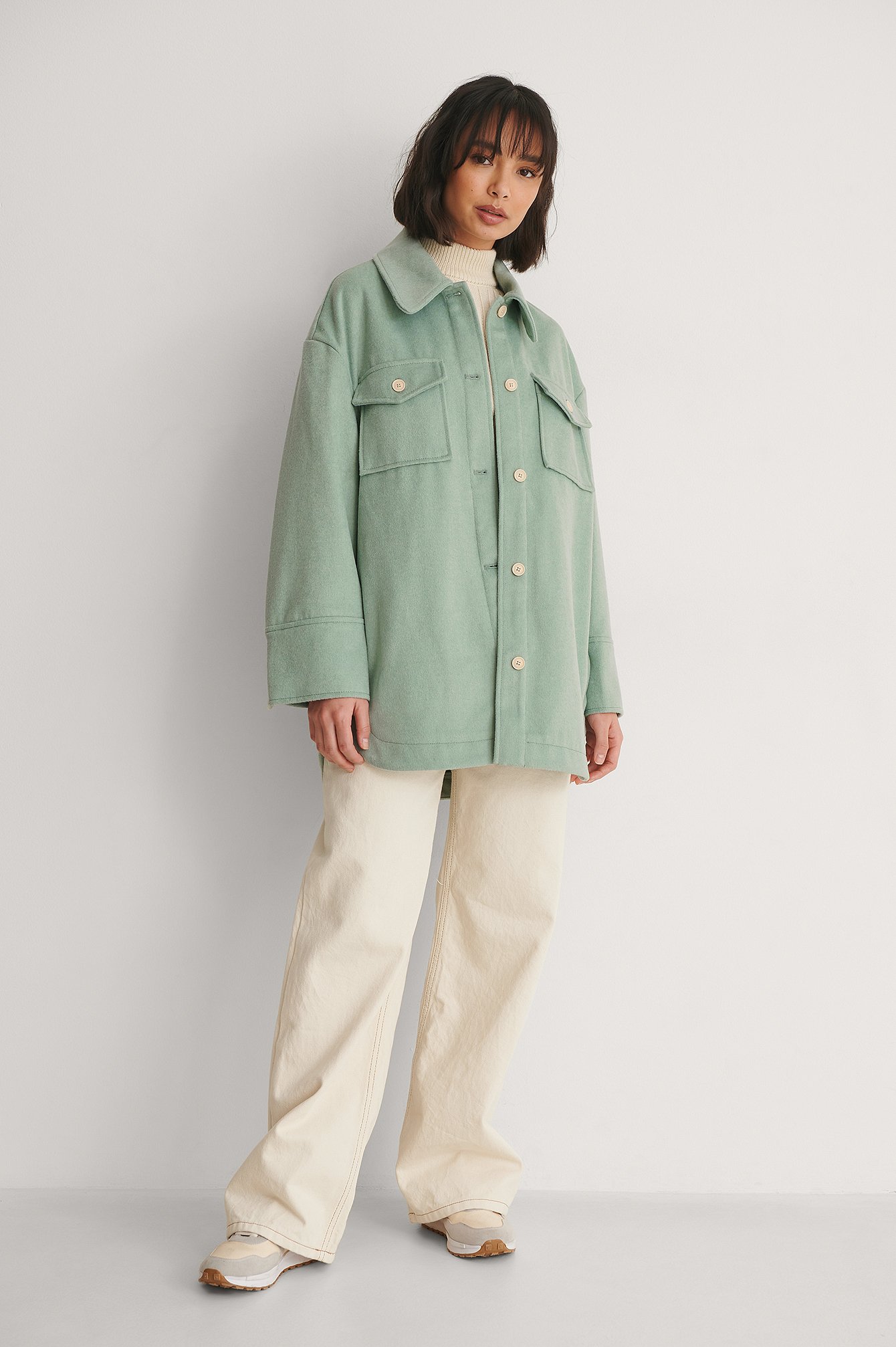 NA-KD Synthetik Trend Twill-Jacke mit Gürtel in Grün Damen Bekleidung Jacken Freizeitjacken 