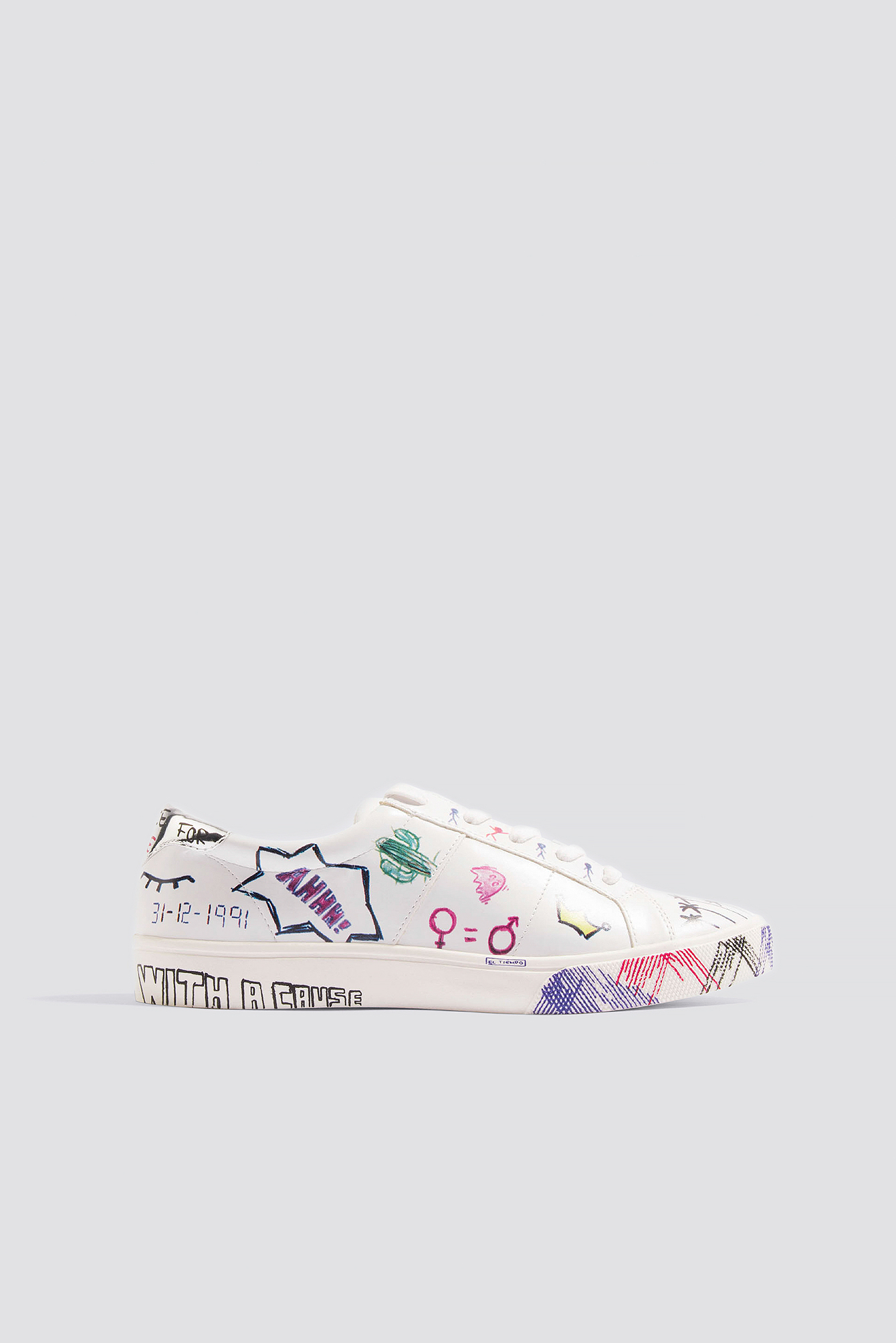 White Doodles Design Sneakers