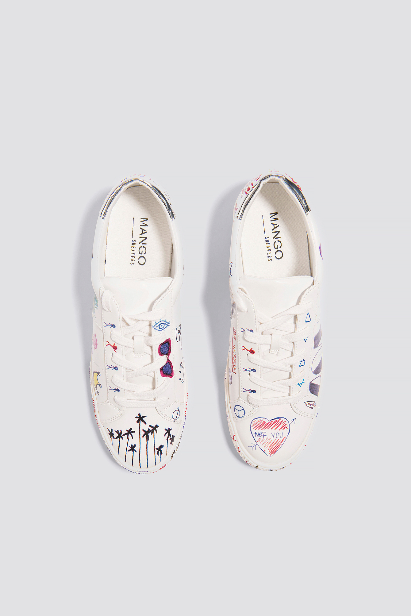 White Doodles Design Sneakers