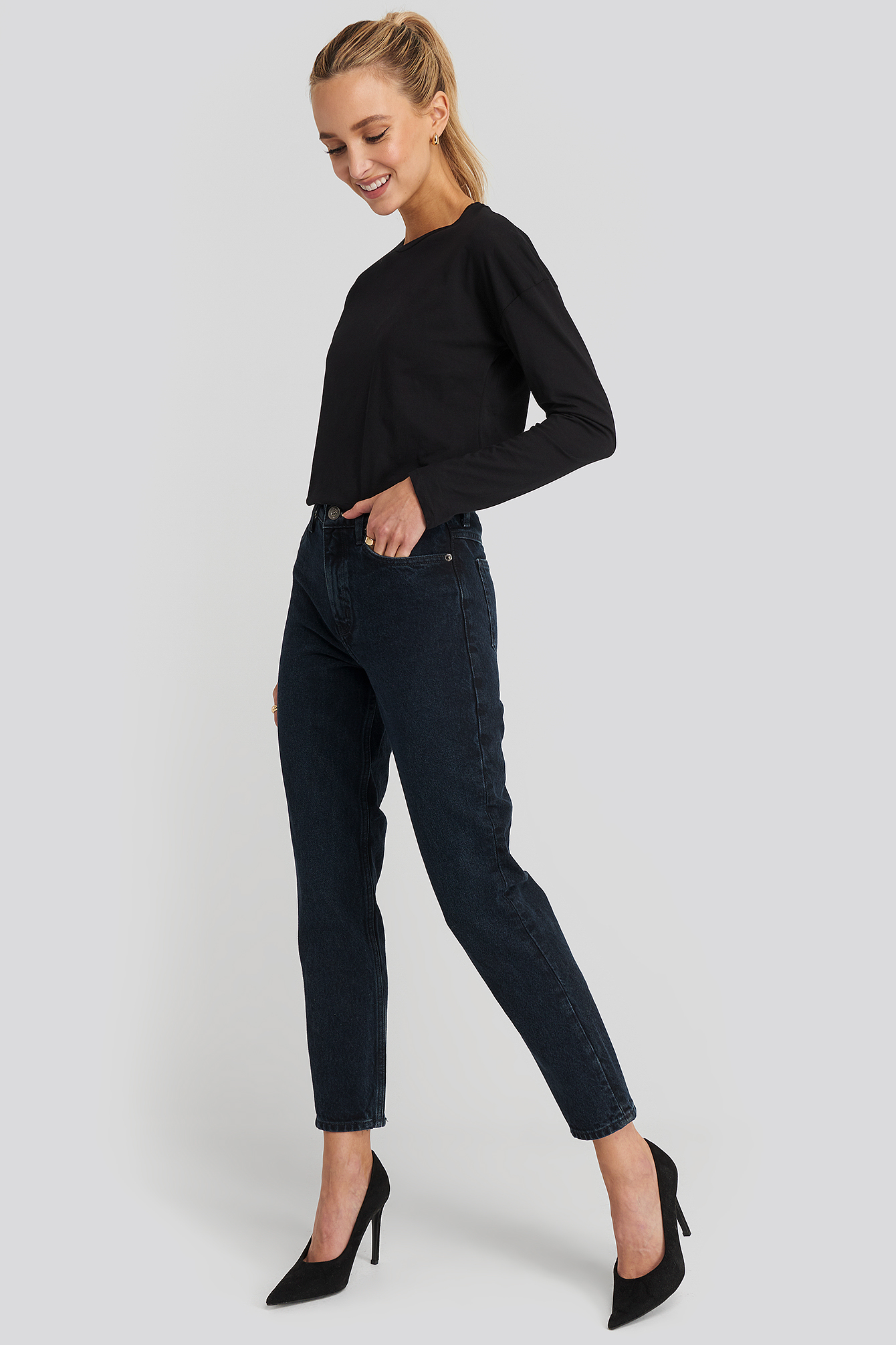 MOM80 Jeans Blue Black Denim