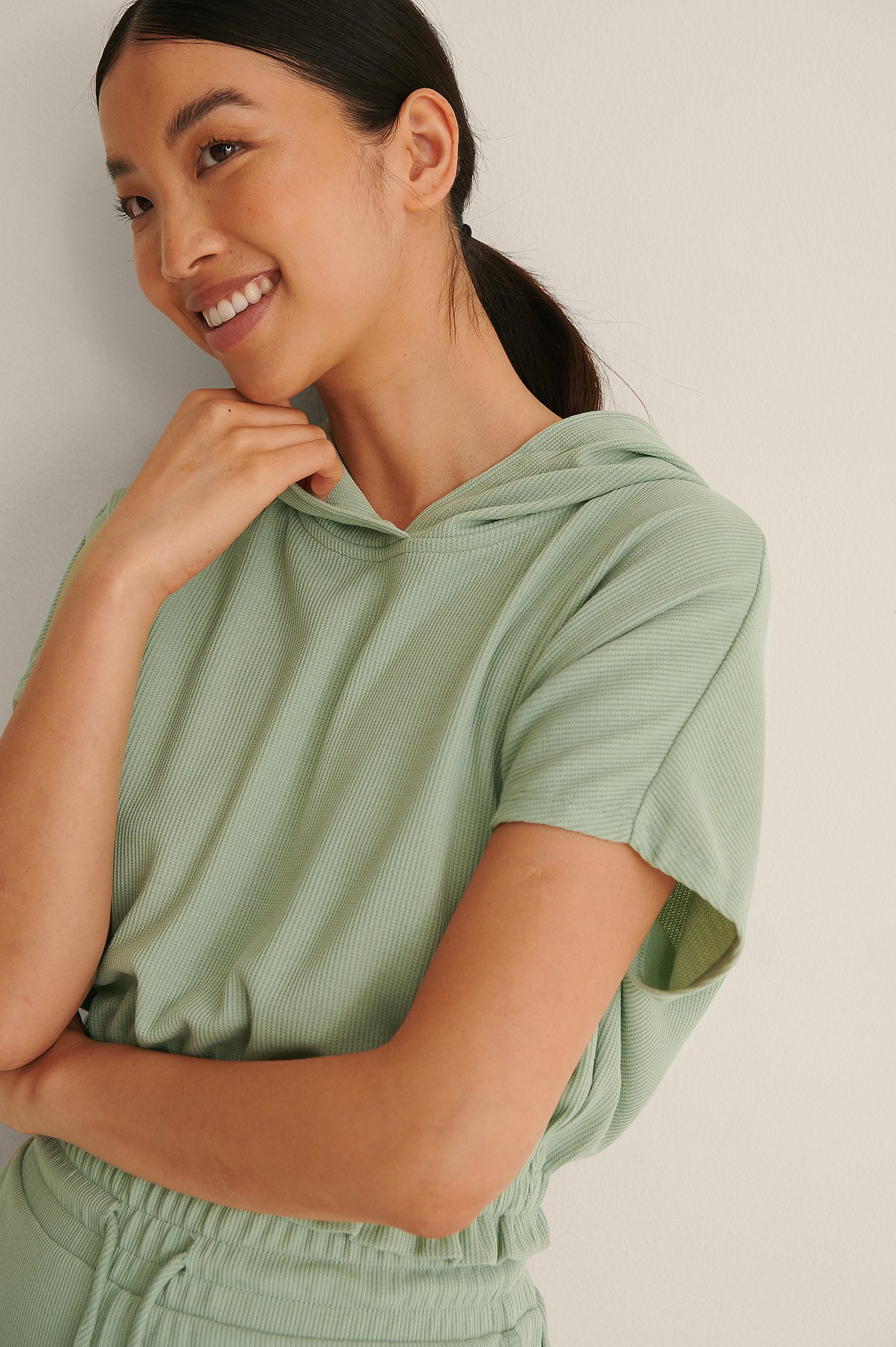 Pastel Green Strukturiertes Sweatshirt