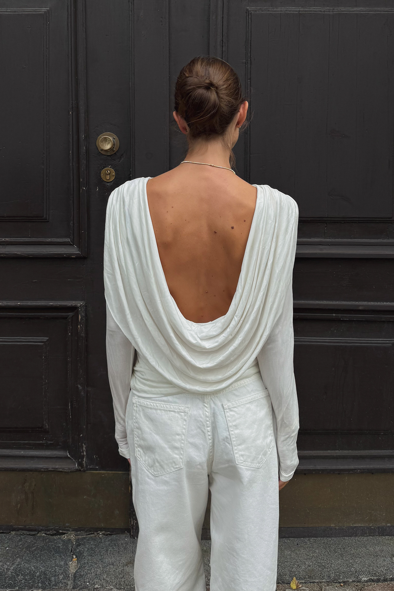 Deep Back Long Sleeve Top