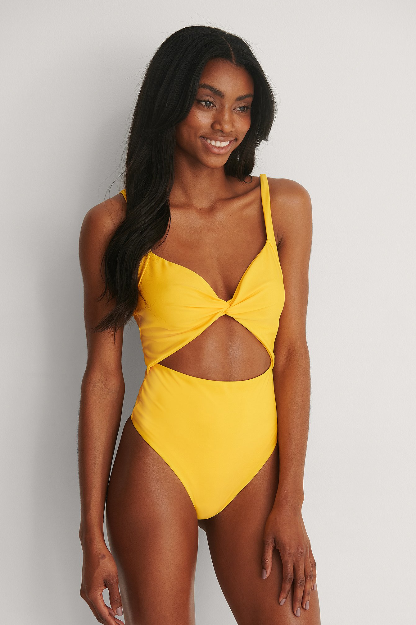 Yellow Recycled Front Wrap Swimsuit