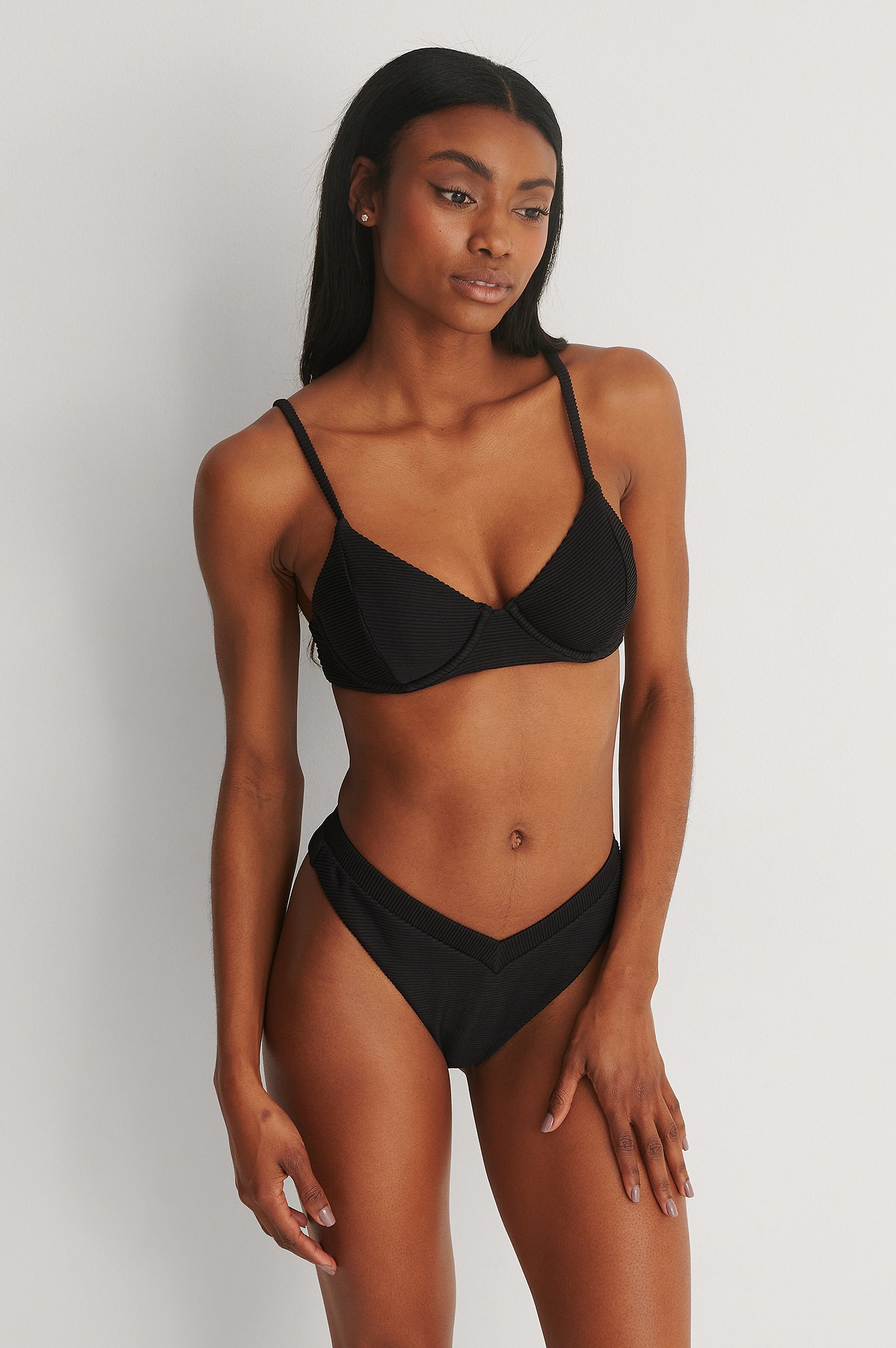 Black Strukturiert Bikini-Höschen