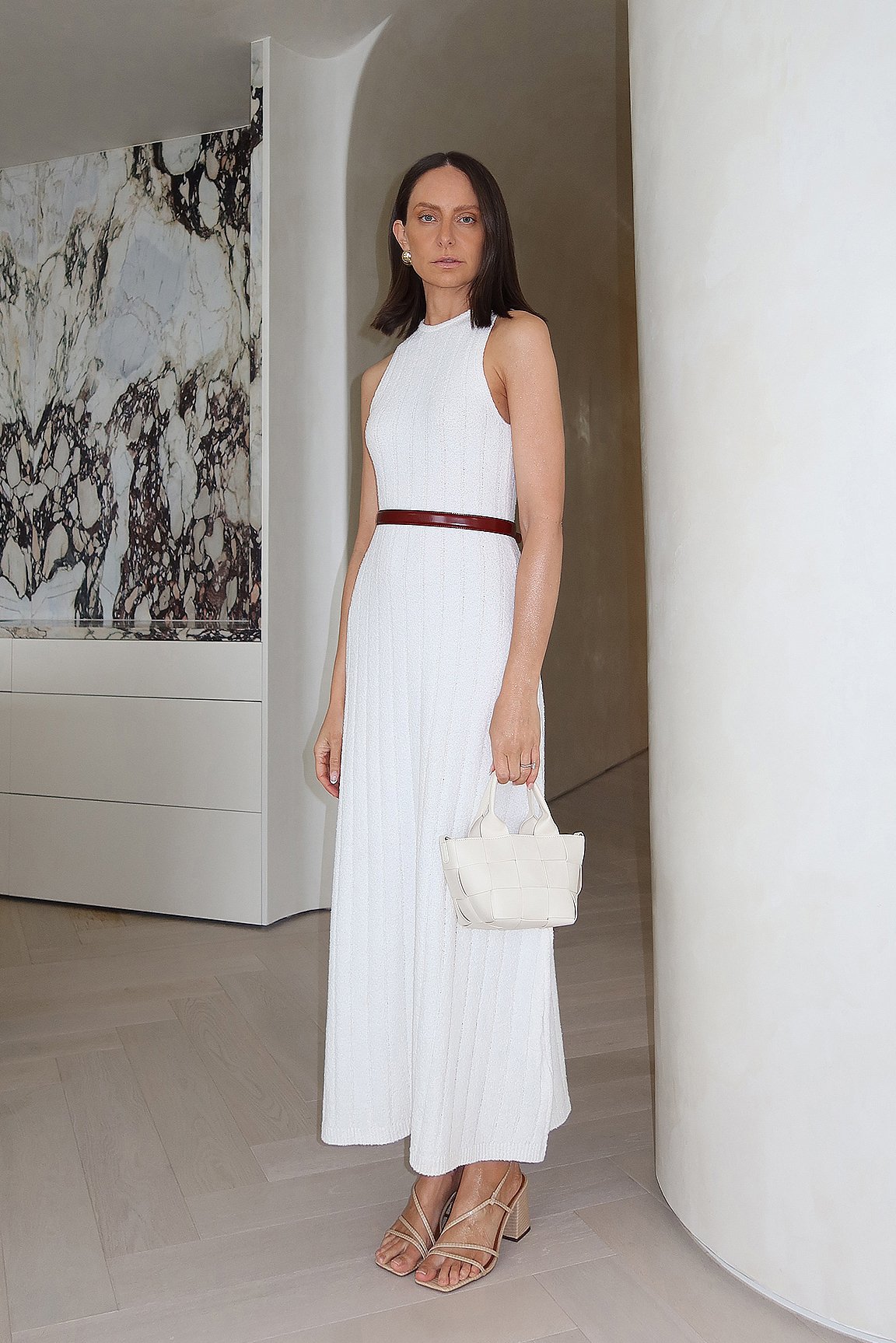 Wide Ribbed Knitted Maxi Dress Offwhite | NA-KD