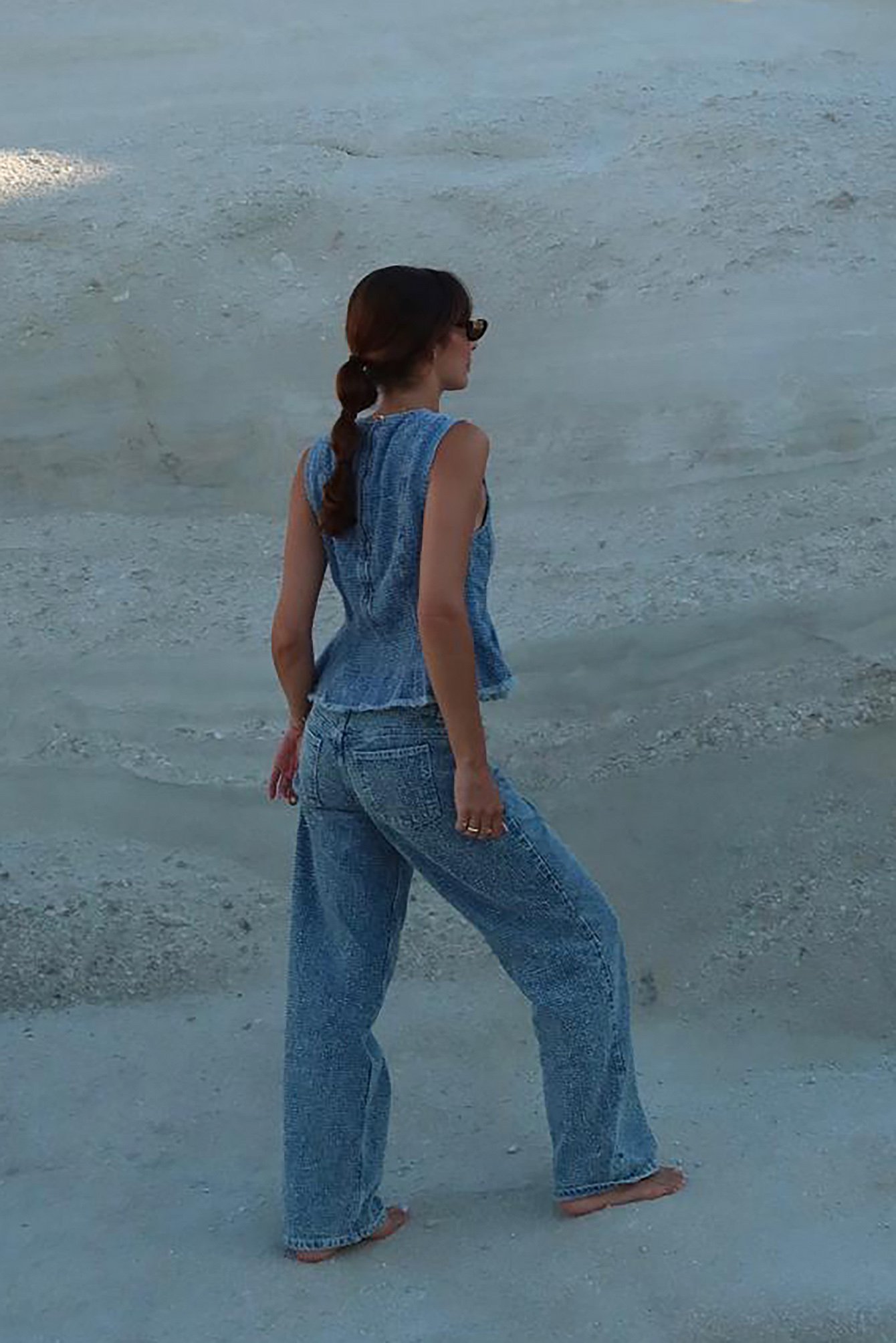 NA-KD Structured Detail Denim - Mid Waisted Jeans - Blue - EU 42 - NA-KD / NAKD