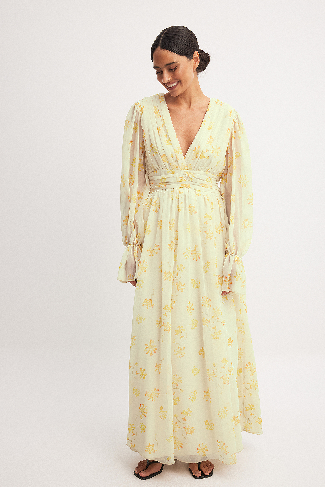 slim fit dress slacks Josephine HJ x NA-KD Scarf Gown Yellow