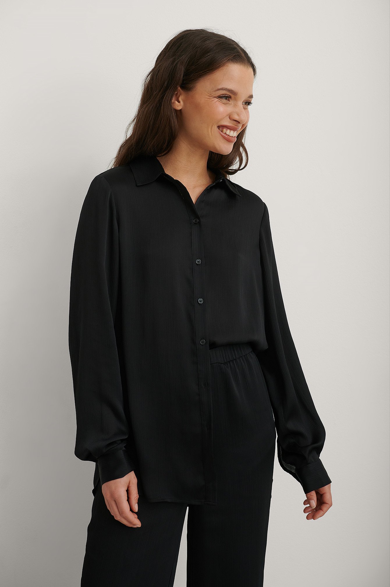 Black Recycled Structured Oversized Shirt