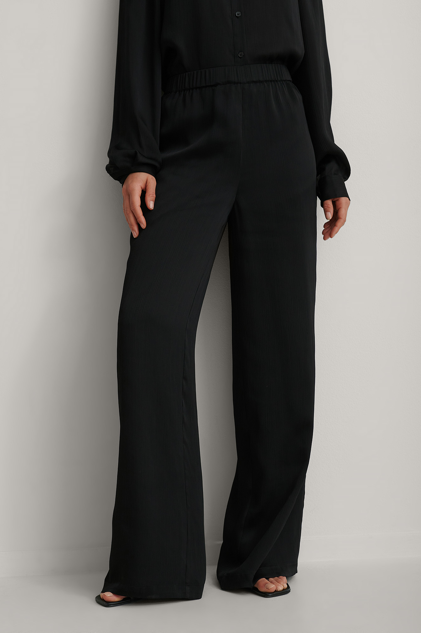 Recycled Structured Wide Leg Pants 