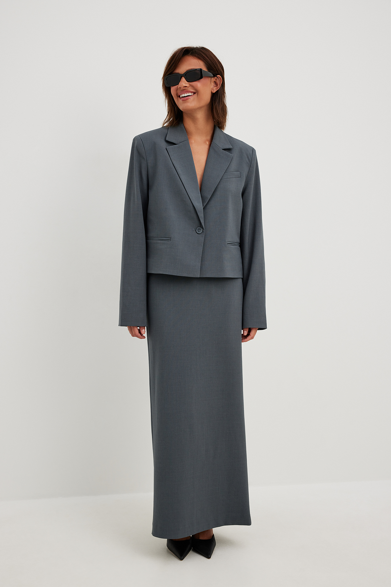 Maxi Belt Loop Detail Skirt Grey | NA-KD