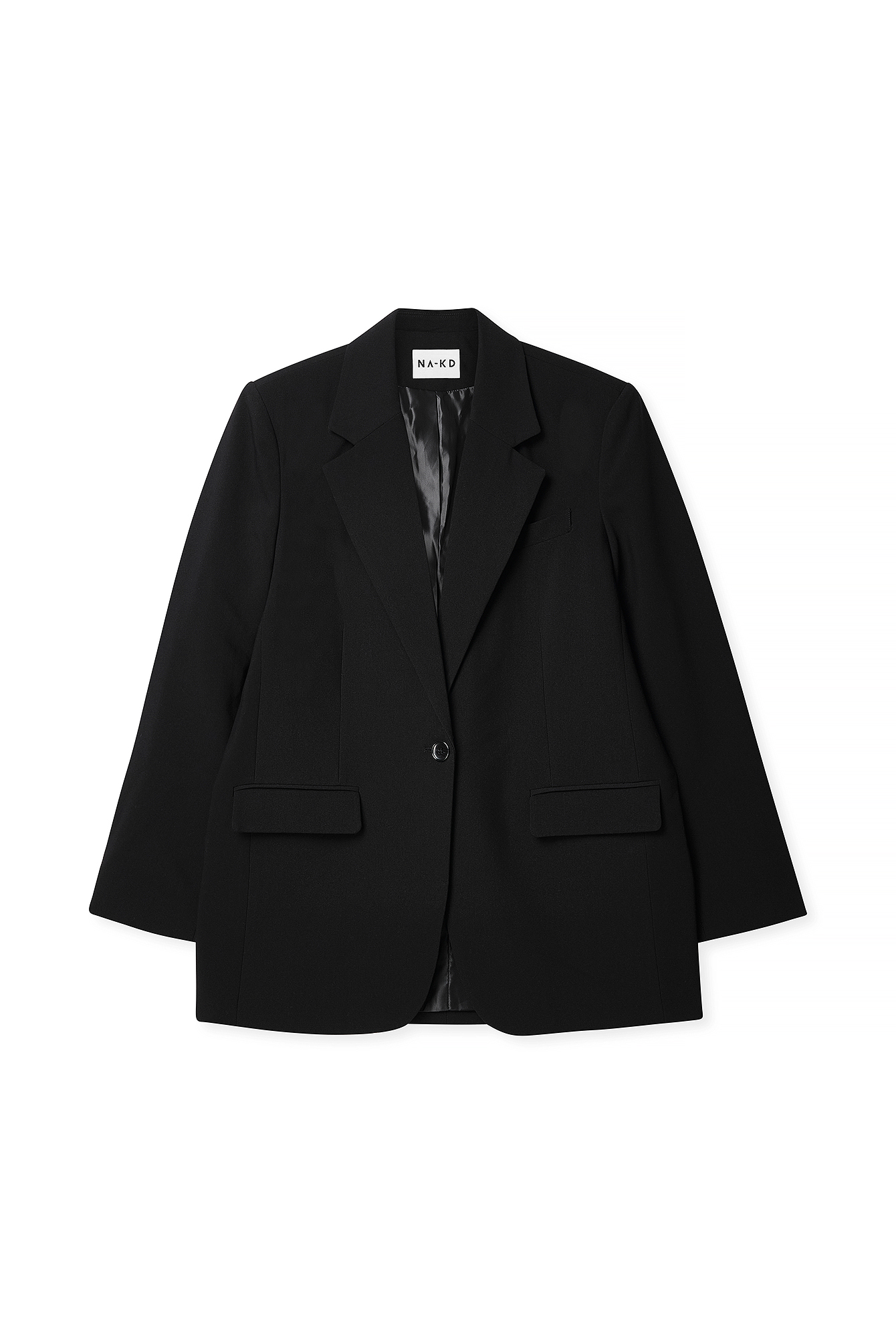 Black Oversized maxiblazer med en knapp