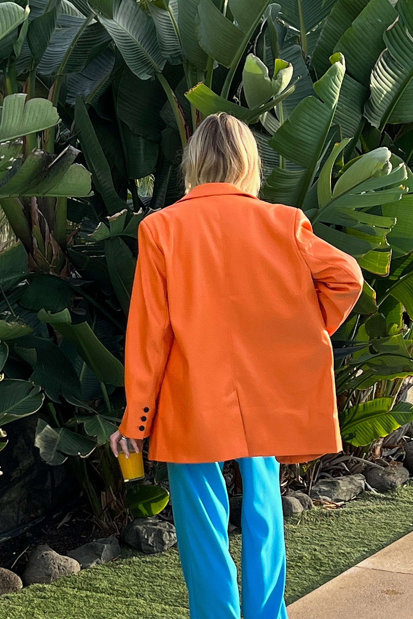 Orange Maxi oversized PU-blazer