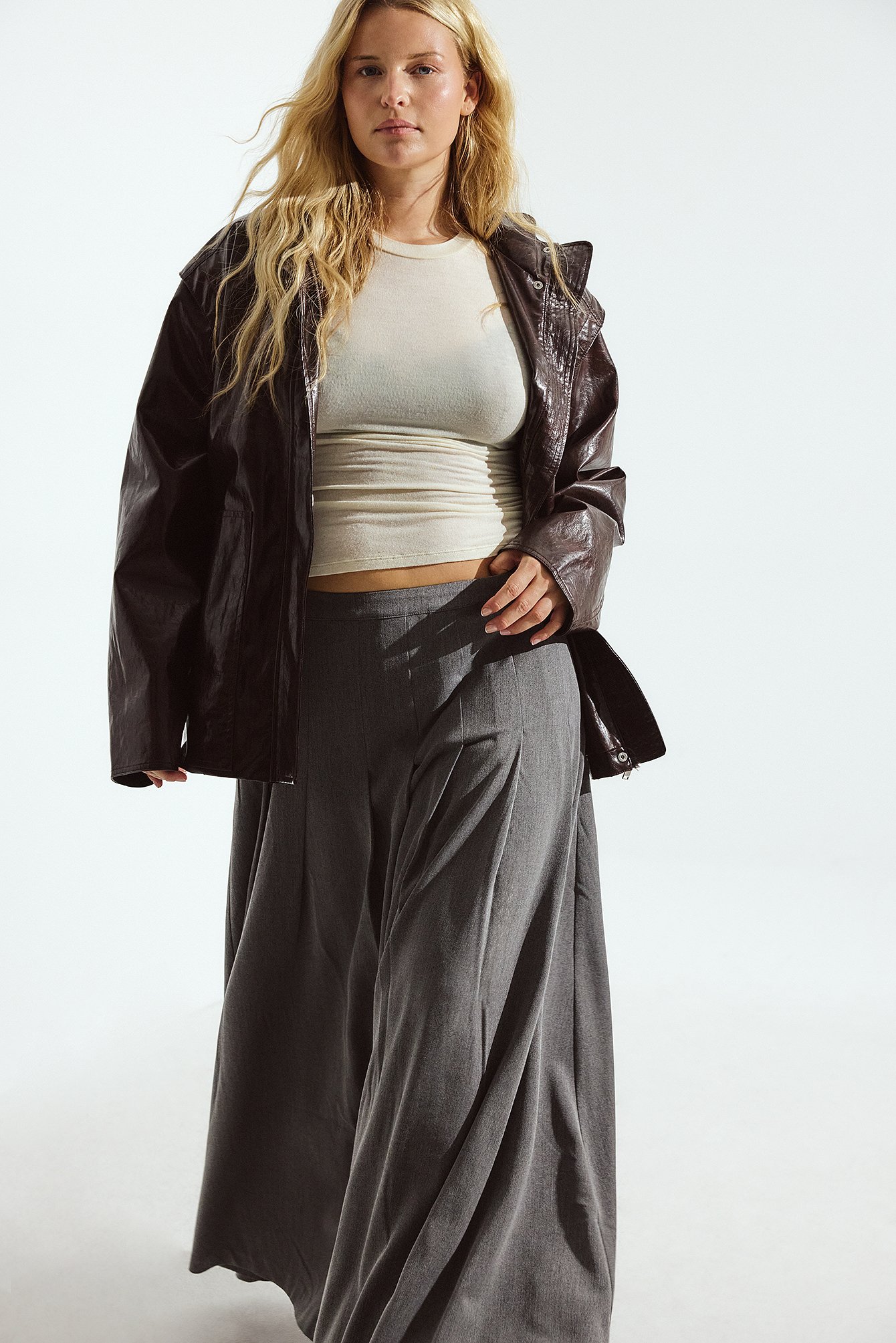 Maxi Pleated Skirt Grey | NA-KD