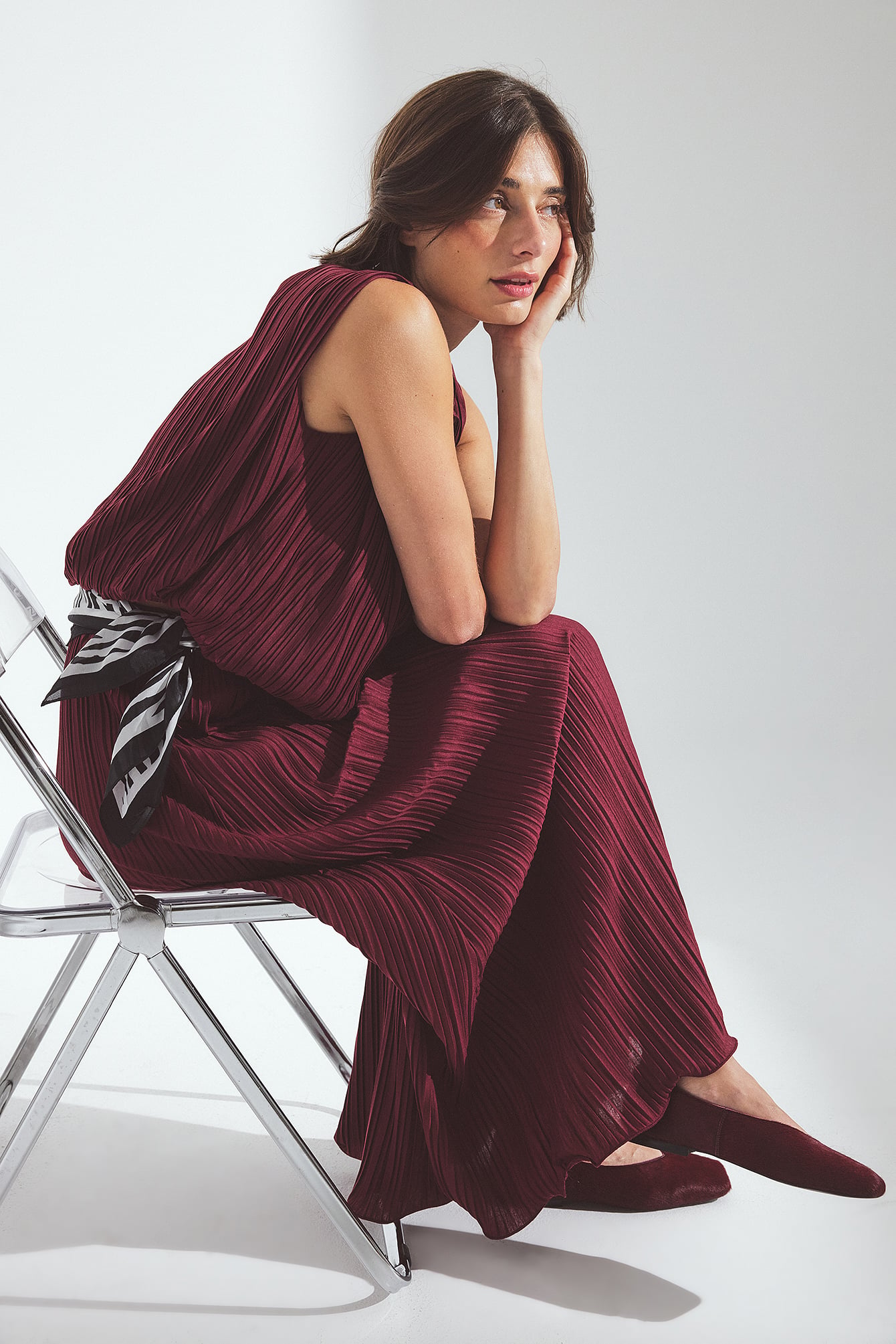 Geplooide maxirok - Maxi-rokken - Bordeauxrood - XS - NA-KD / NAKD