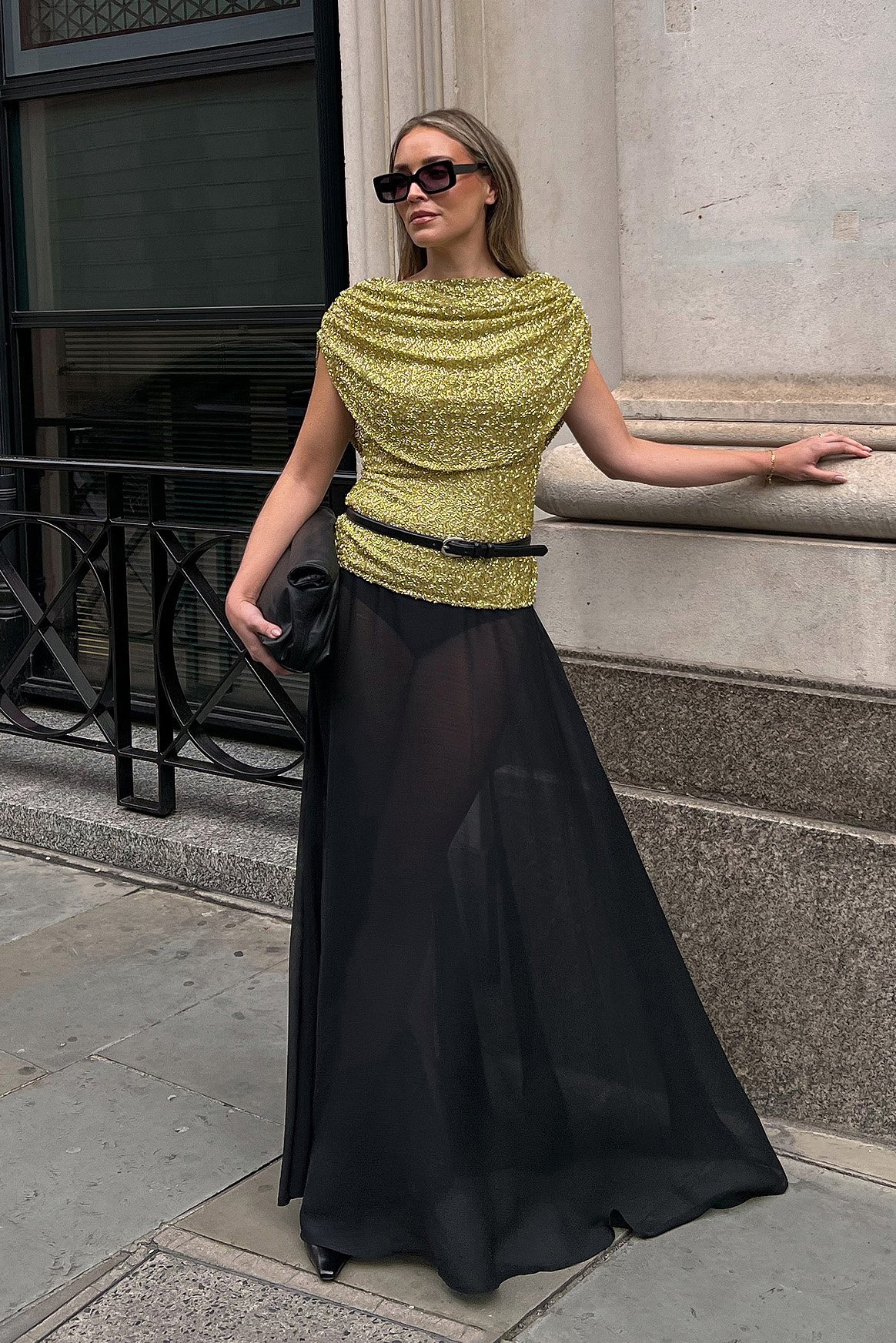 Michaela Delér x NA-KD Maxifalda transparente - Faldas largas - Black - EU 40 - NA-KD / NAKD