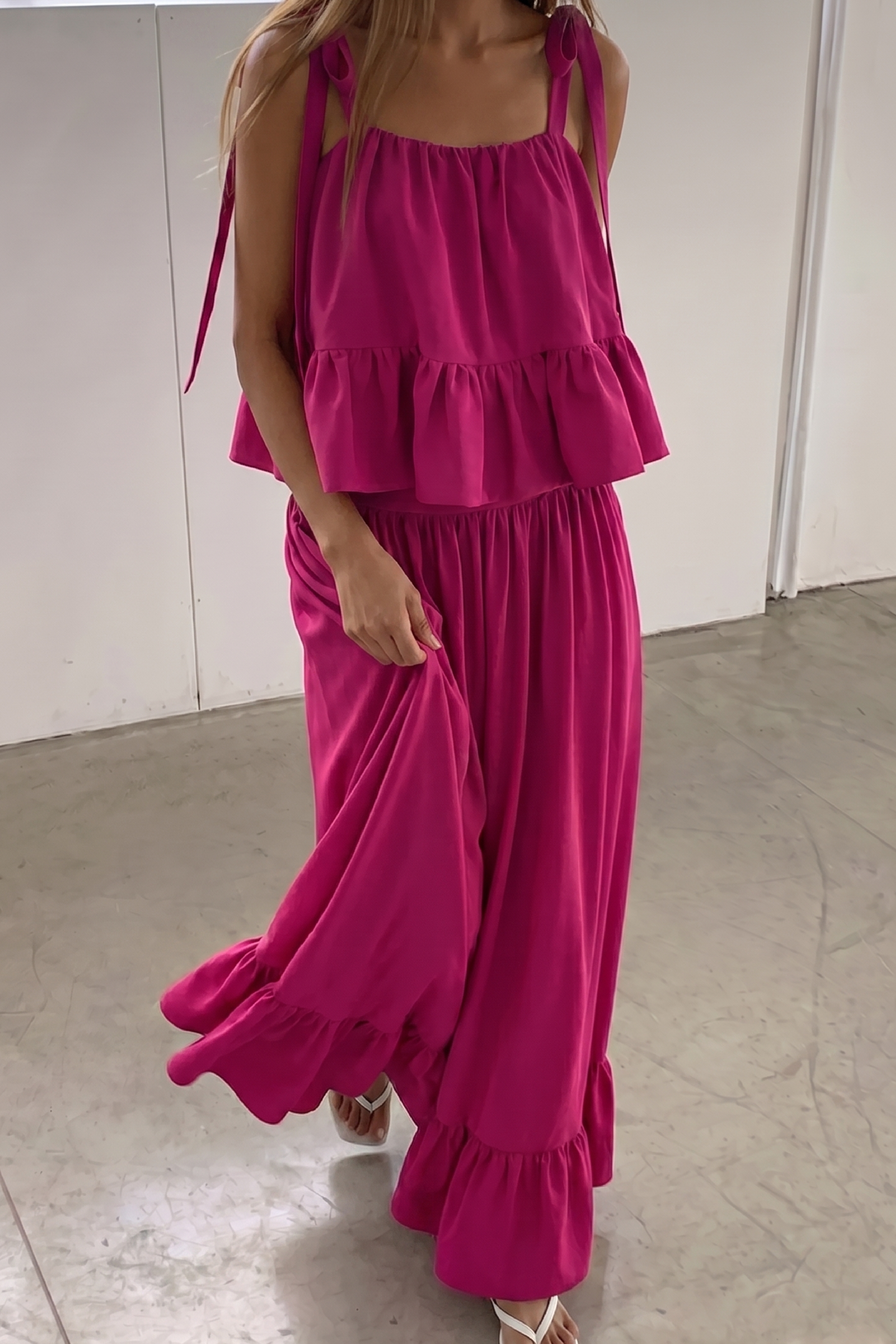 Maxi Skirt - Ruffled Skirts - Pink - EU 36 - NA-KD / NAKD
