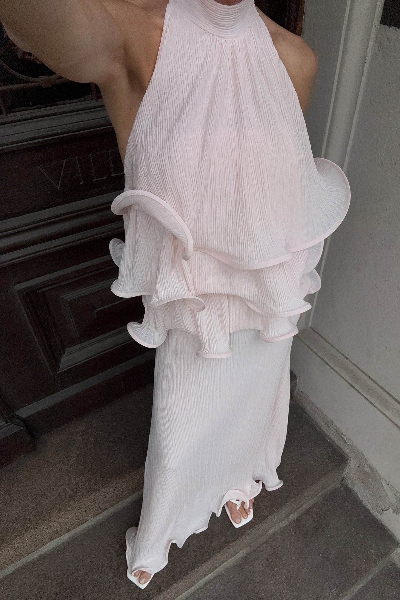 NA-KD Maxi Wire Detail Skirt - Pleated Skirts - Pink - L (EU 42-44) - NA-KD / NAKD