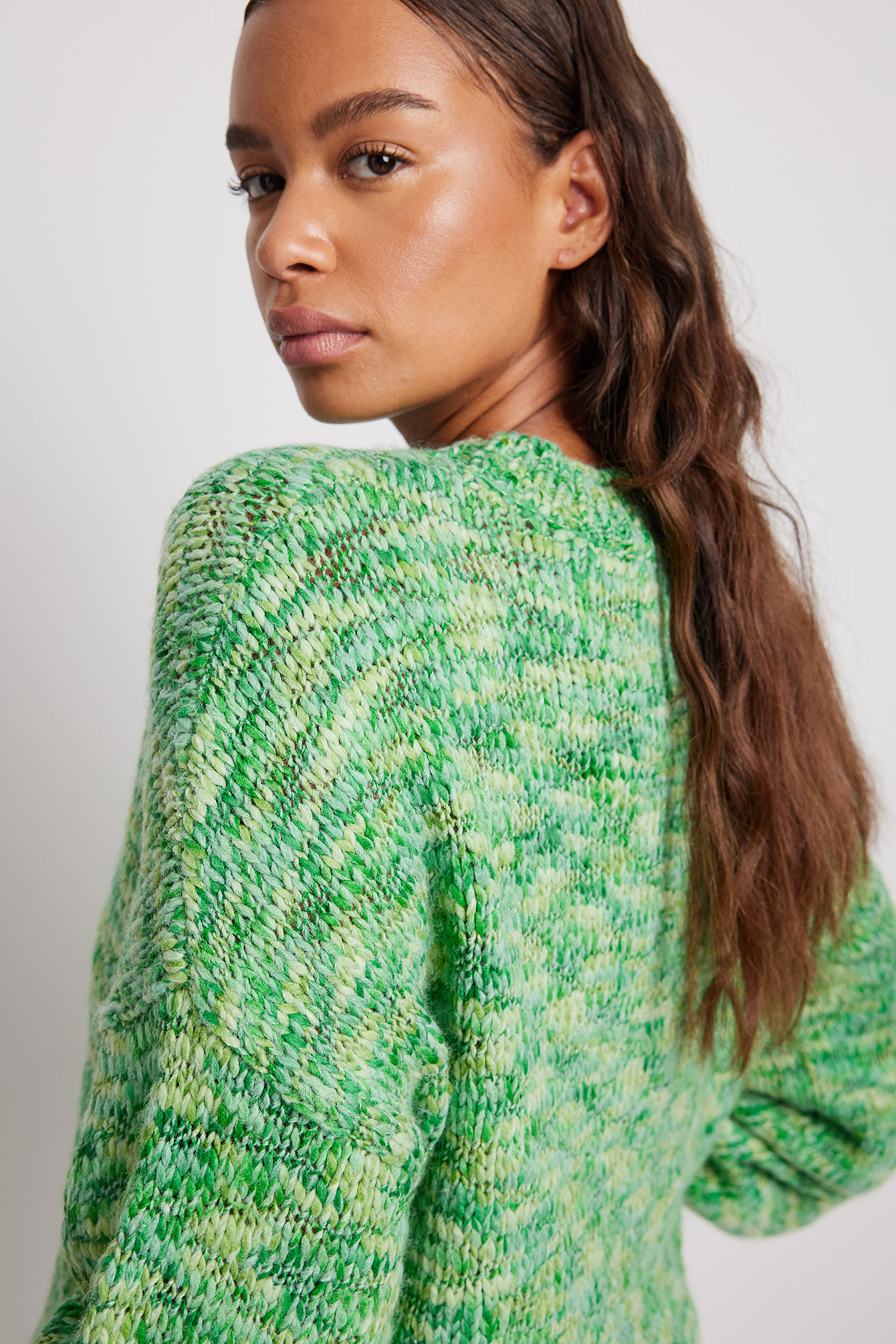 Melange Knitted Oversized Sweater Green | NA-KD