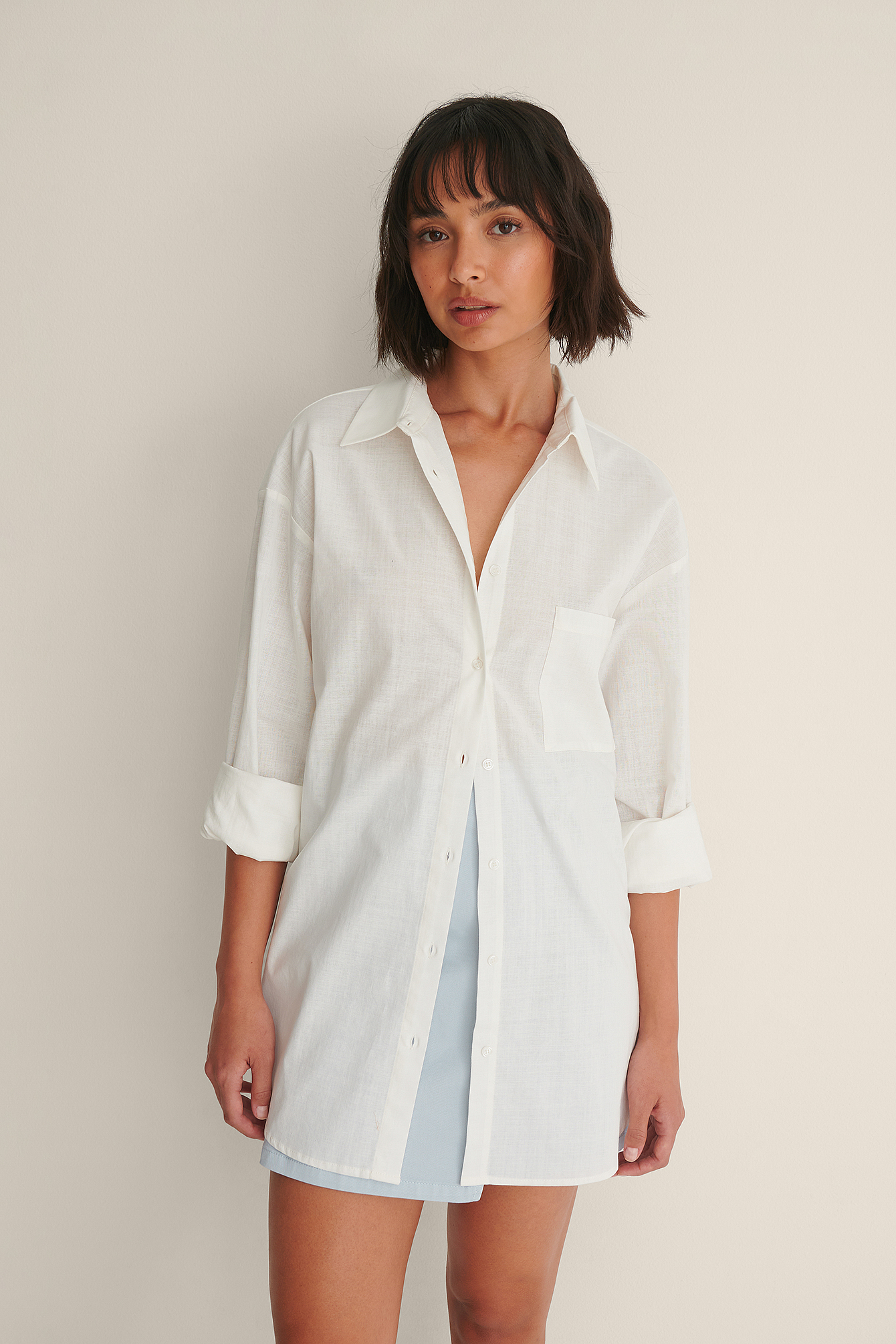 Damen Bekleidung Oberteile Hemden NA-KD Baumwolle Melissa Bentsen x Recyceltes Hemd mit einer Oversize-Passform in Weiß 
