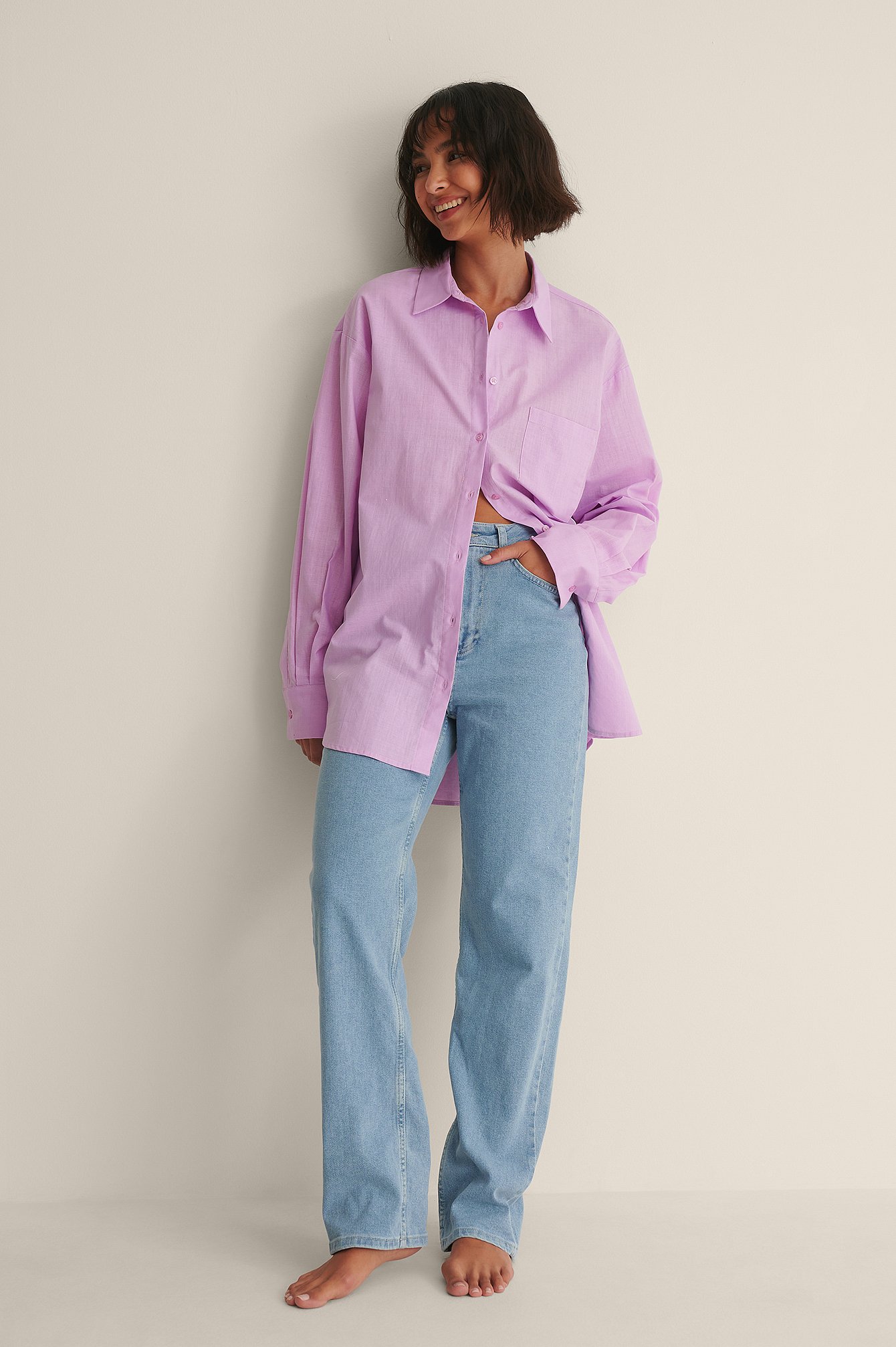 Lilac Camicia riciclata con vestibilità oversize