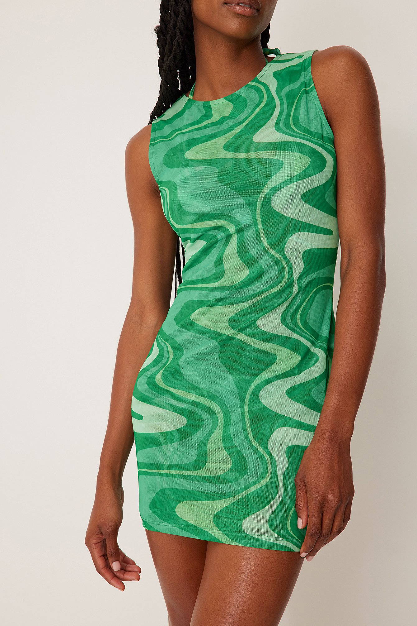 Green Print Bodycon-kjole