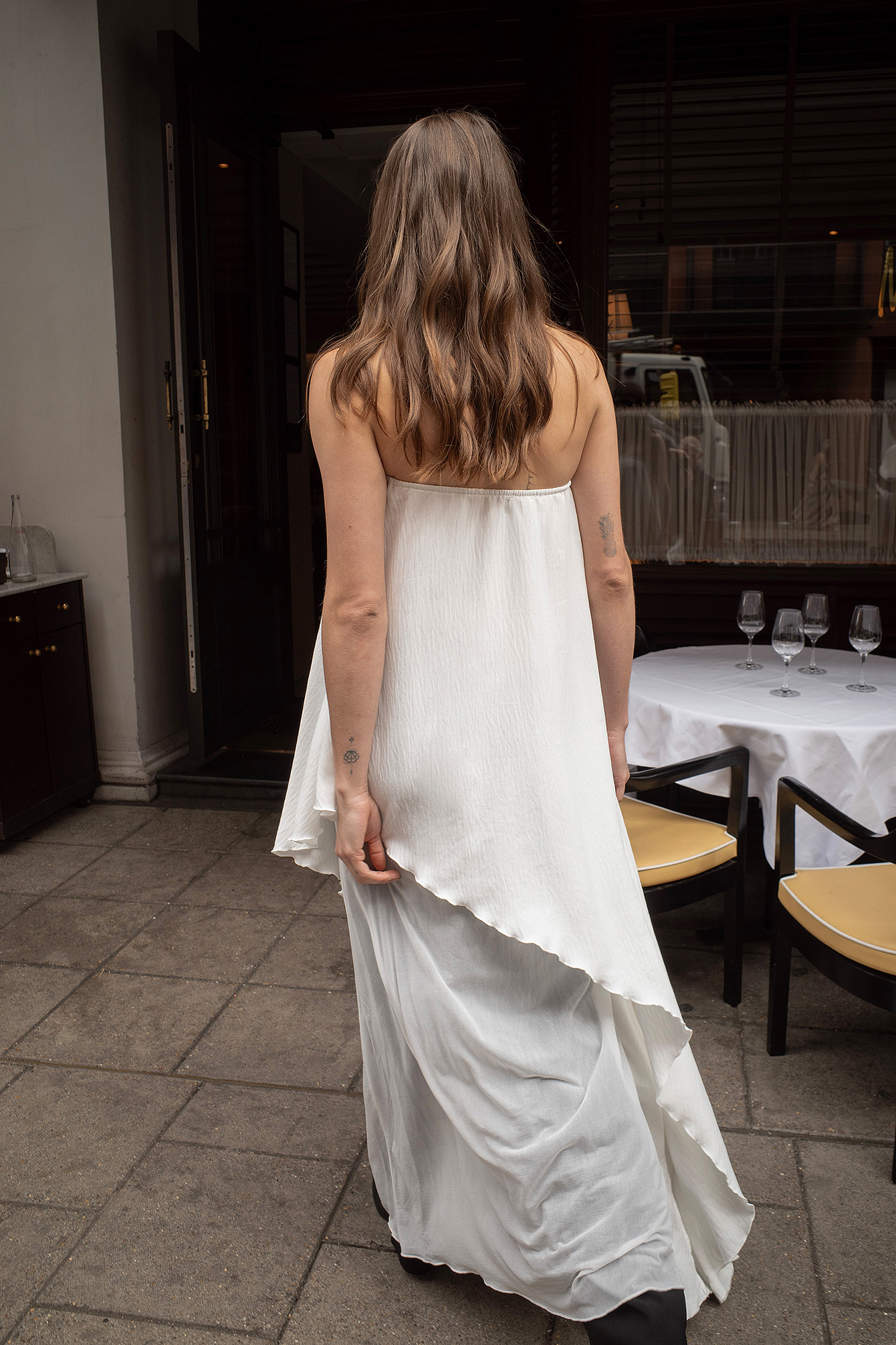 NA-KD Vestido tubo de malla drapeado - Vestidos palabra de honor - Offwhite - M (EU 38-40) - NA-KD / NAKD