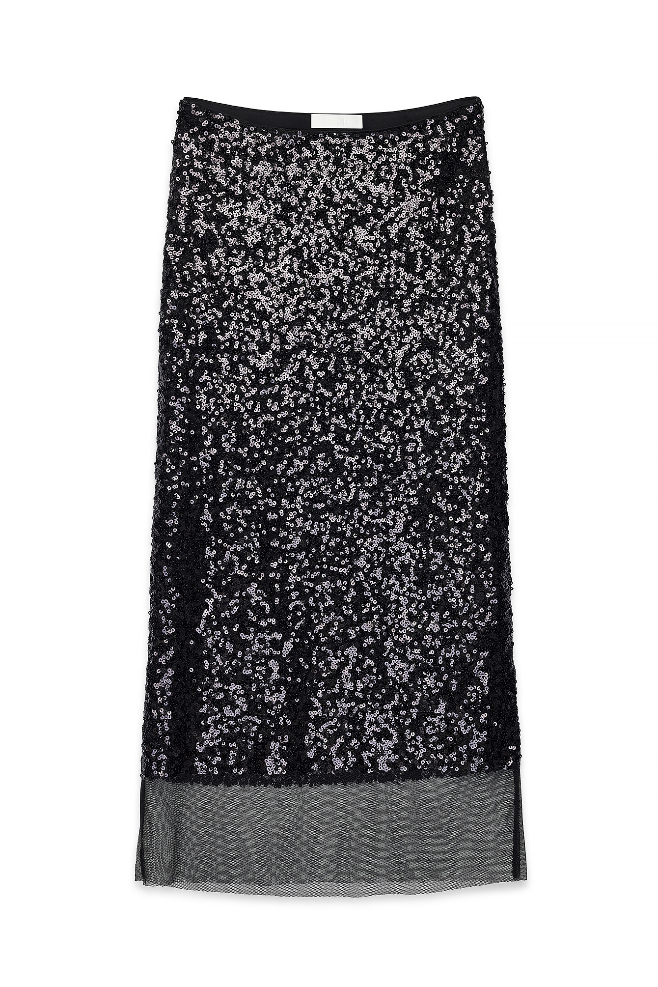 Black Mesh Sequin Skirt