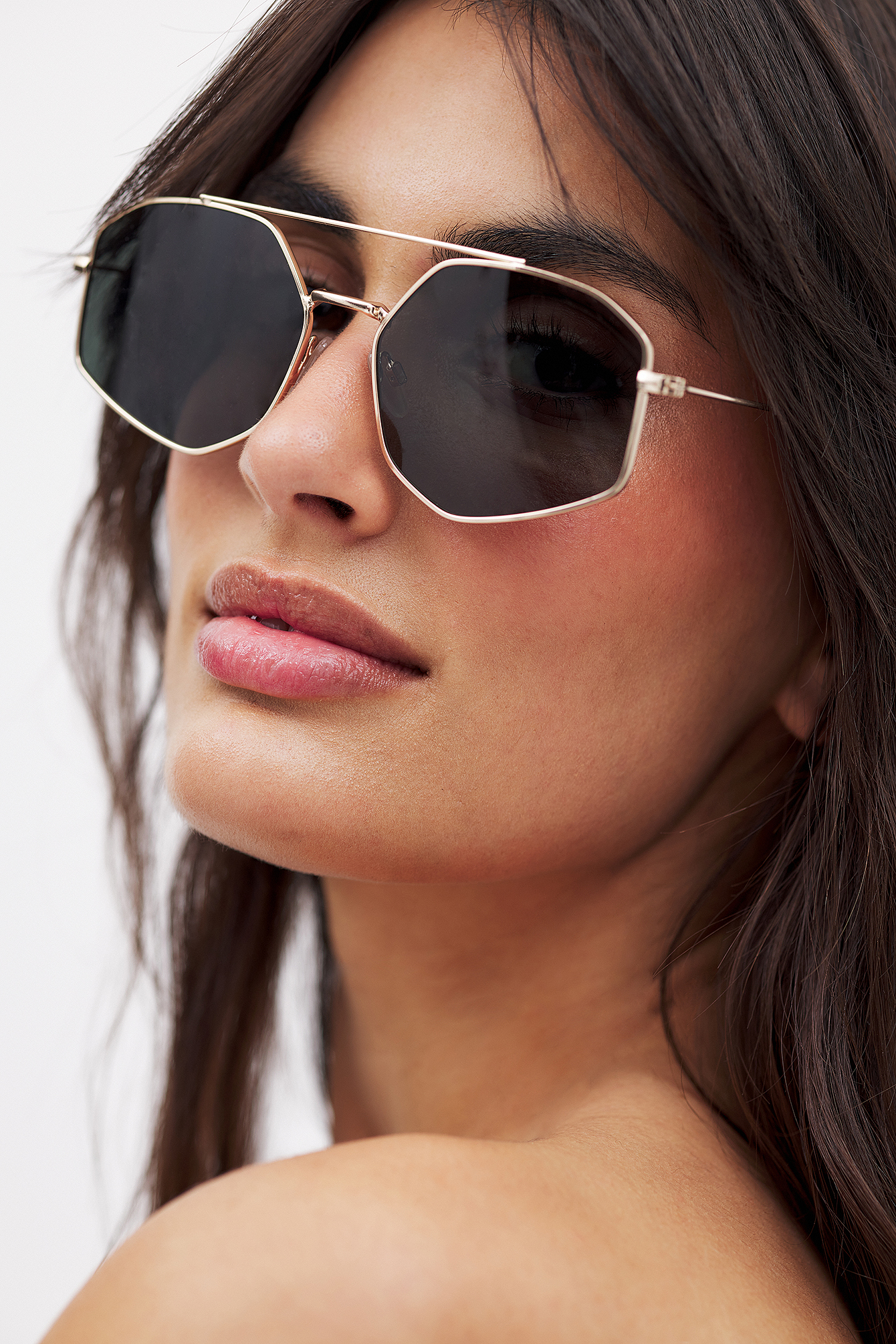 More & More Gray Metal Sunglasses