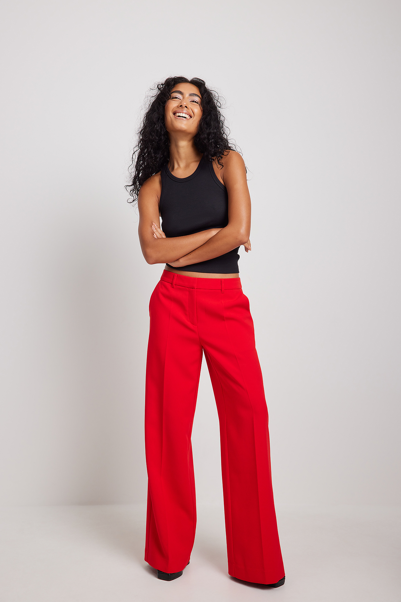 Mid Rise Suit Pants Red | NA-KD