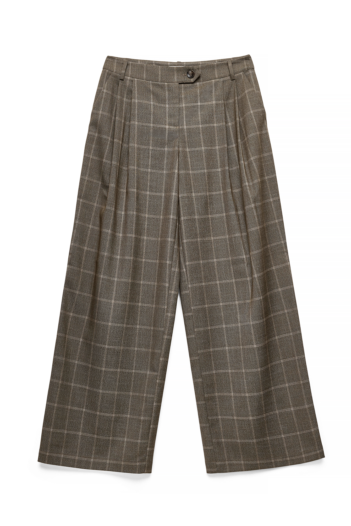 Mid waist checked pants brown — byxor med fickor från NA-KD