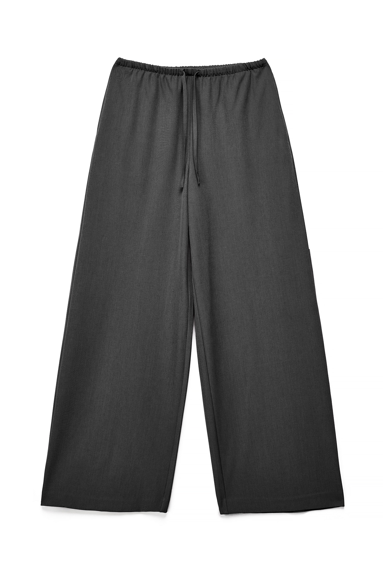 Mid waist drawstring pants dark grey — byxor med fickor från NA-KD