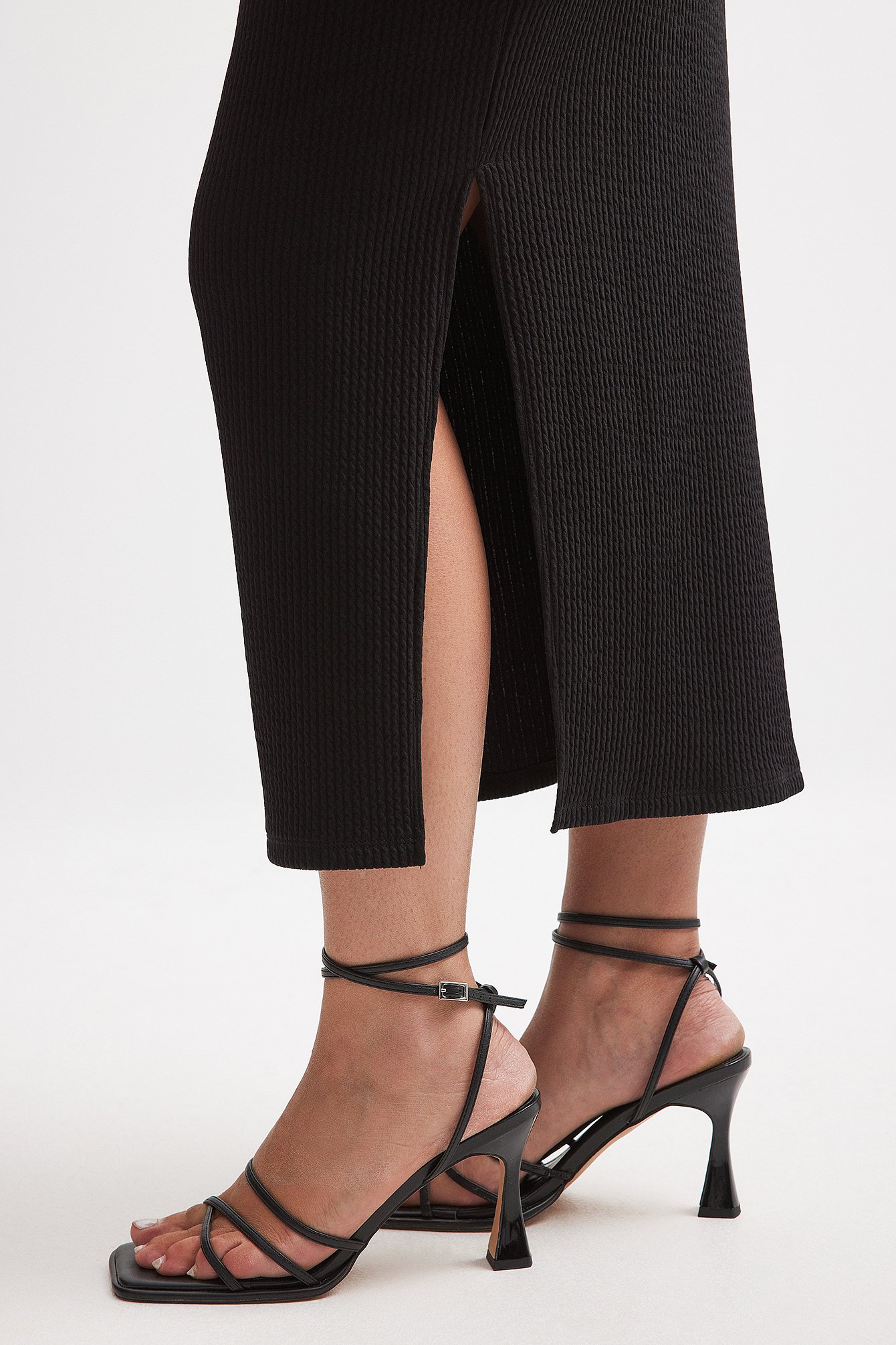 NA-KD Mid Waist Midi Skirt - Slit Midi Skirts - Black - Small - NA-KD / NAKD