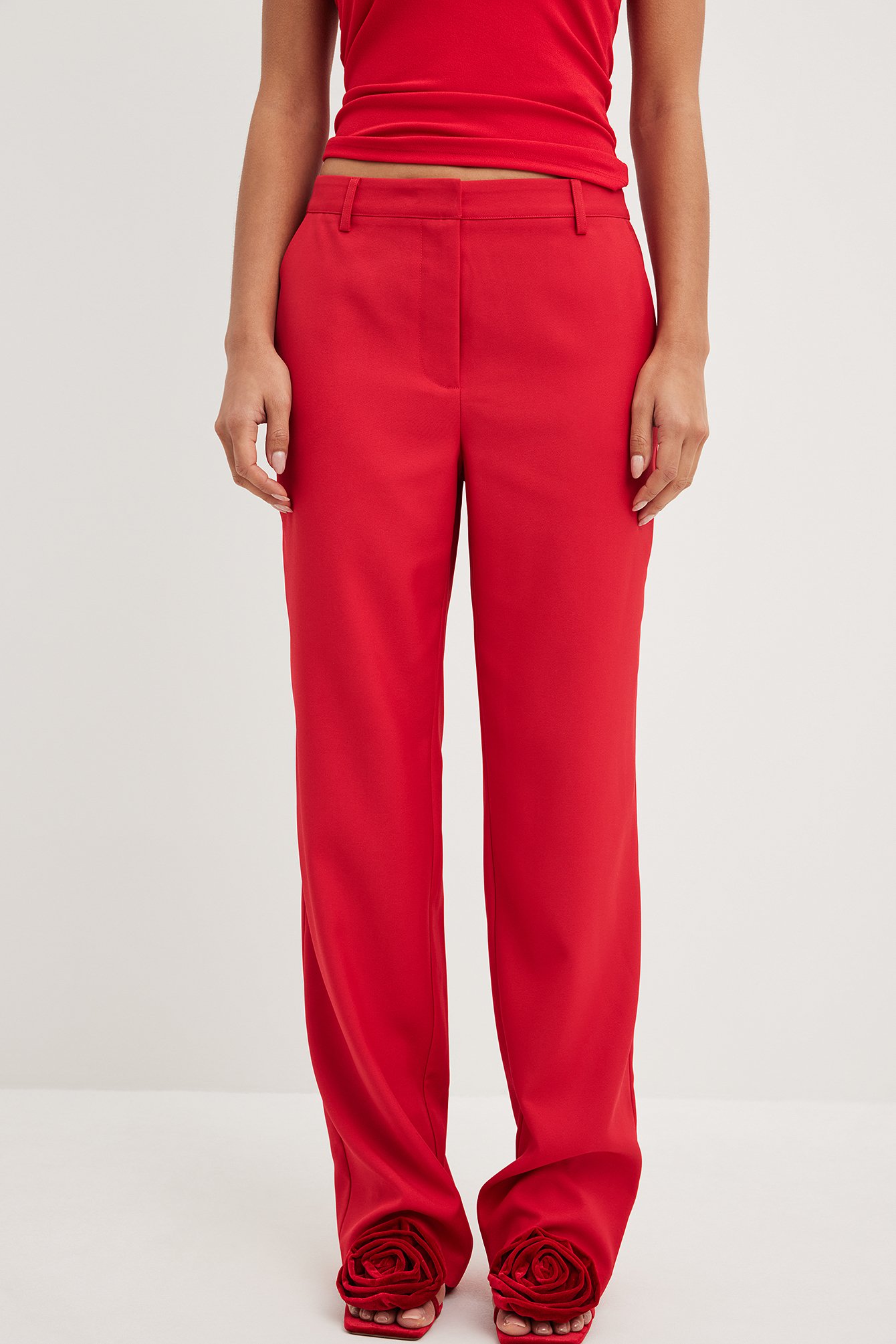 Mid Waist Regular Suit Pants Red | NA-KD