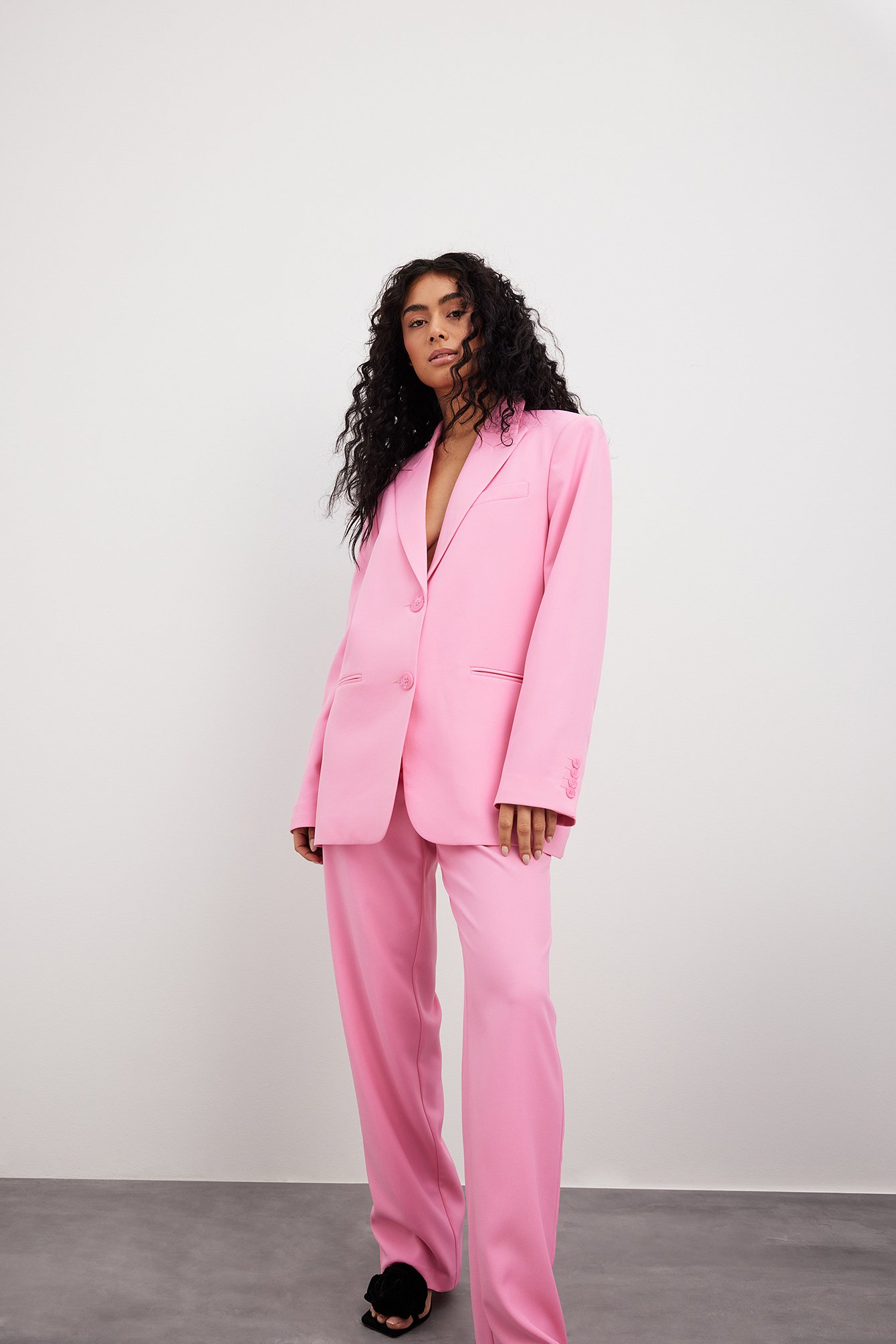 Rug Streng Foragt Mid Waist Regular Suit Pants Pink | NA-KD