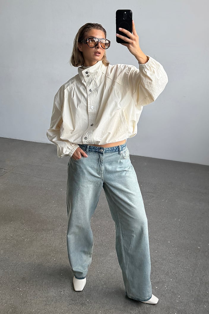 Laura Wittek x NA-KD Rechte omkeerbare jeans met halfhoge taille - Mid waist jeans - Blauw - EU 32 - NA-KD / NAKD